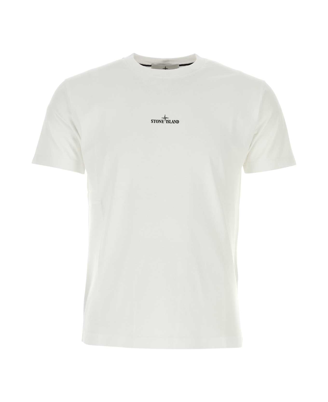 Stone Island White Cotton T-shirt - WHITE