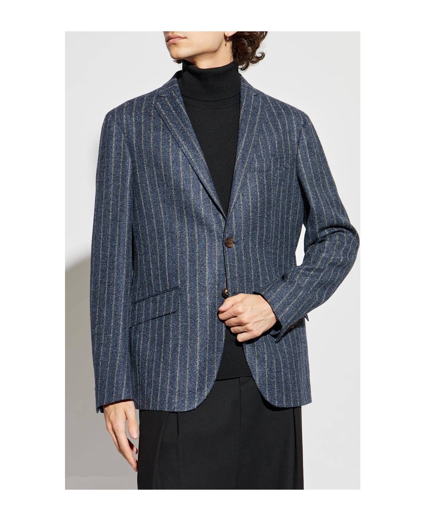 Etro Pinstripe Patterned Blazer - Blu e Grigio