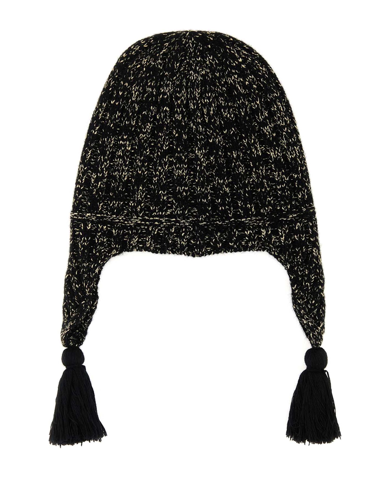 Valentino Garavani Black Wool Blend Beanie - NEROGOLD