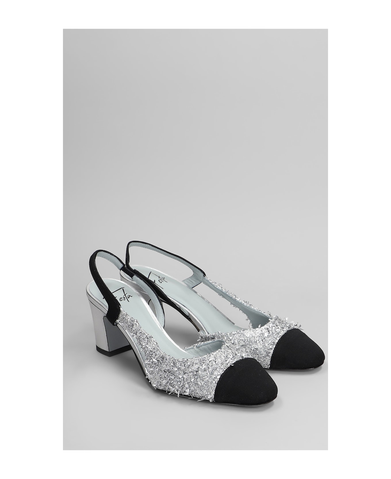 Roberto Festa Shirley Pumps In Silver Leather And Fabric - silver