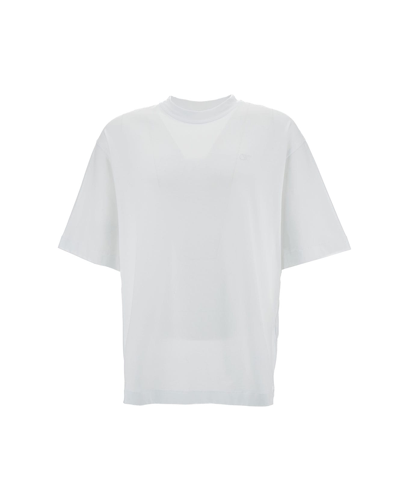Off-White Crewneck T-shirt With Tonal Embroidery - White シャツ