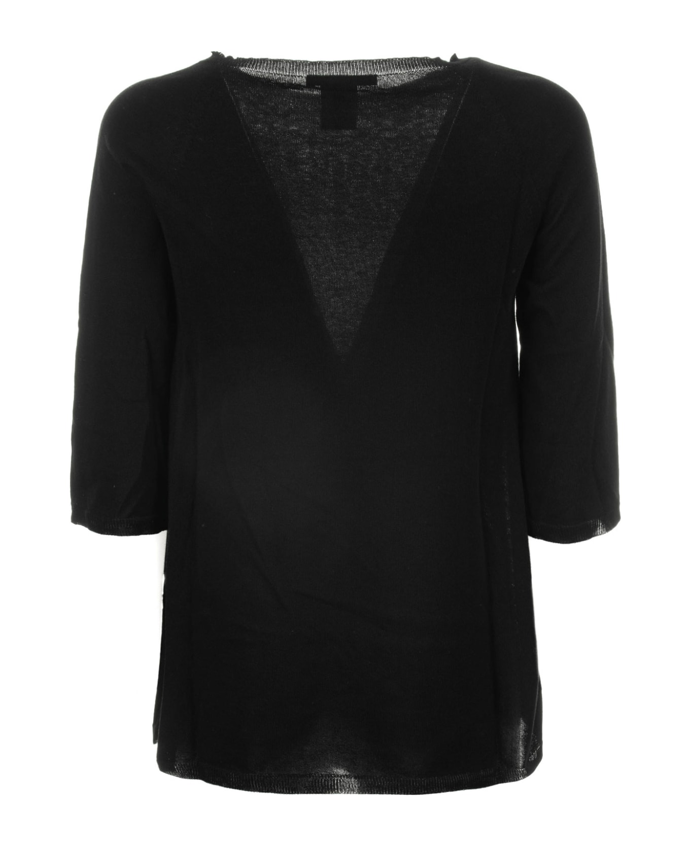 Kangra Black T-shirt With 3/4 Sleeves - NERO