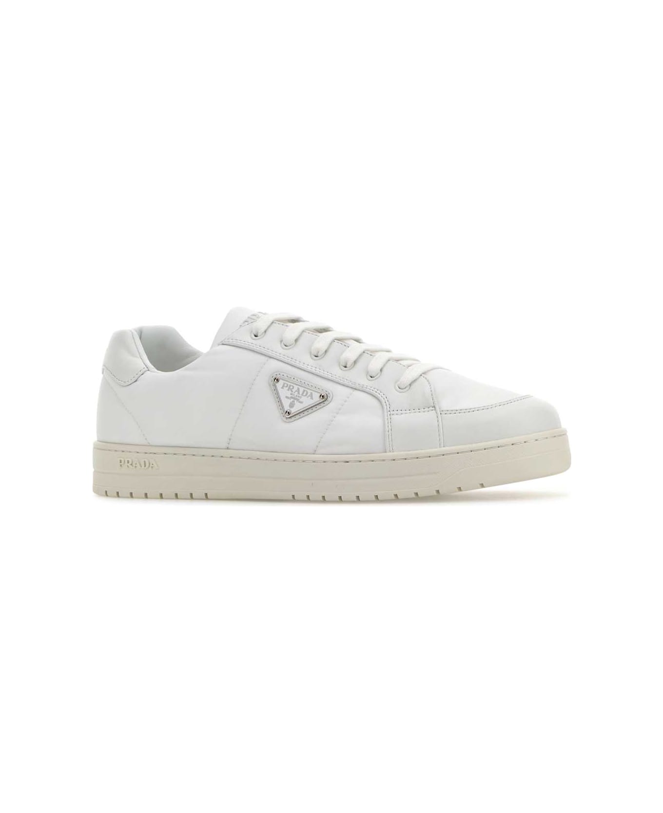 Prada White Re-nylon And Nappa Leather Downtown Sneakers - BIANCO