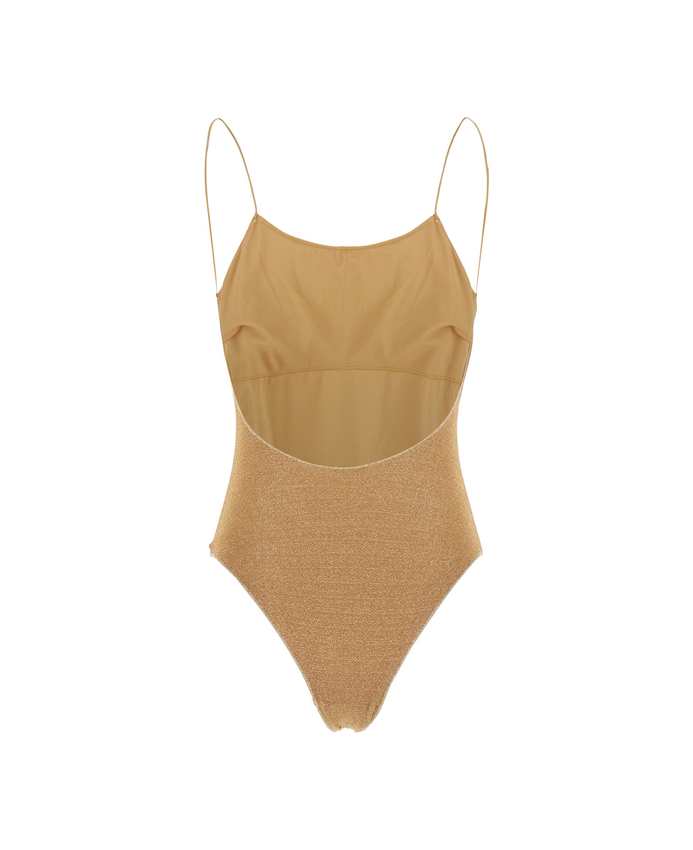 Oseree 
lumière Maillot
 Gold Colored One-piece Swimsuit With Deep Neckline On The Back In Lurex Woman - Metallic
