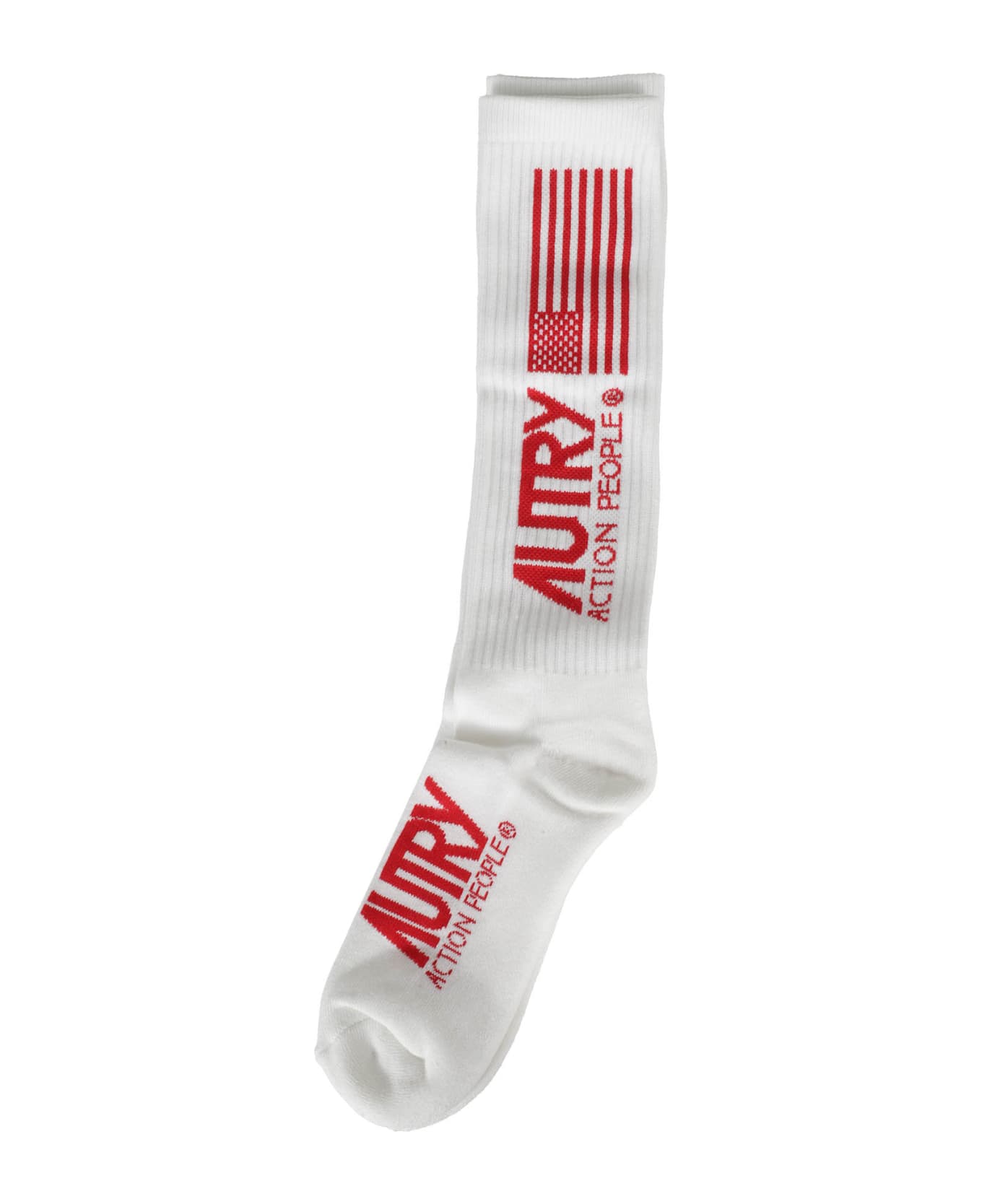 Autry Logo Intarsia-knitted Ribbed Socks - Wr White Red