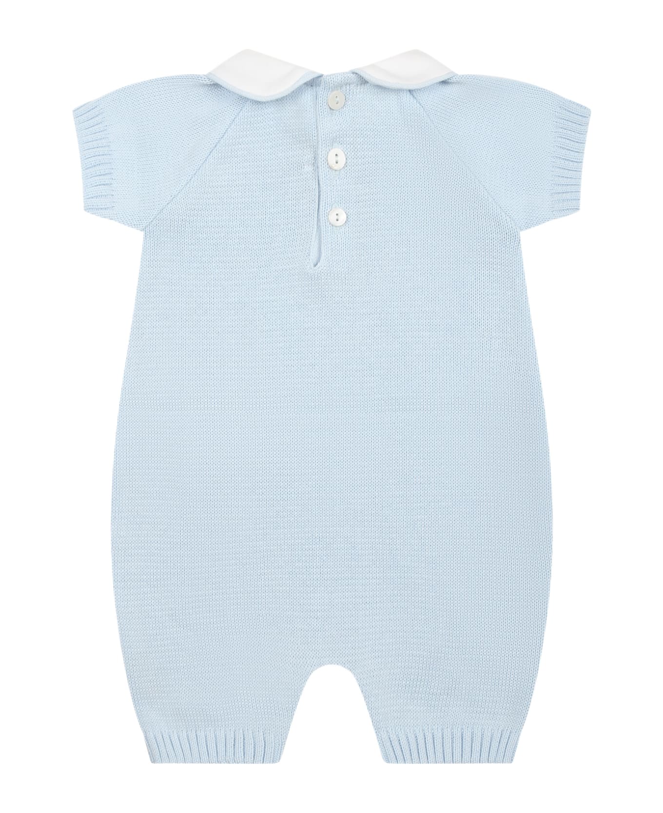 Little Bear Sky Blue Romper For Baby Boy - Light Blue