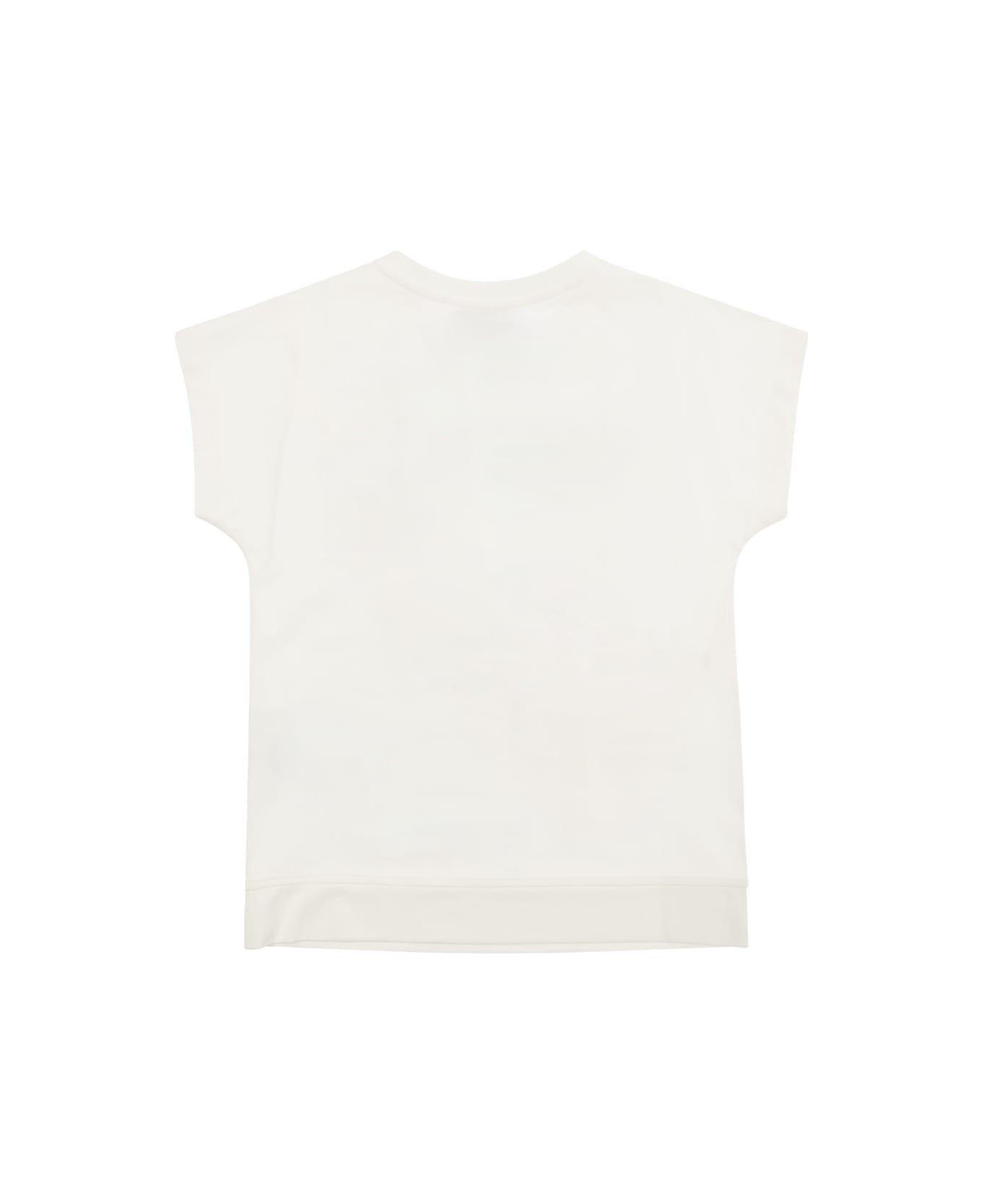 Moschino White T-shirt With Moschino Print In Stretch Cotton Girl - White