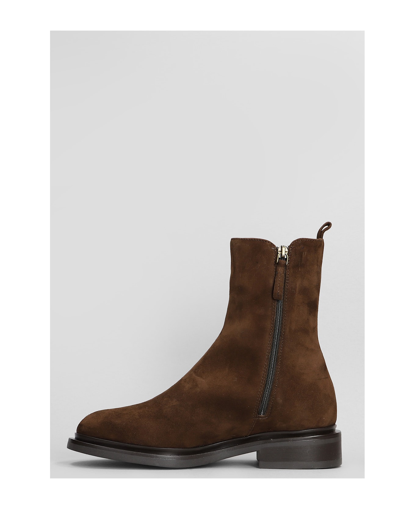 Julie Dee Low Heels Ankle Boots In Brown Suede - brown