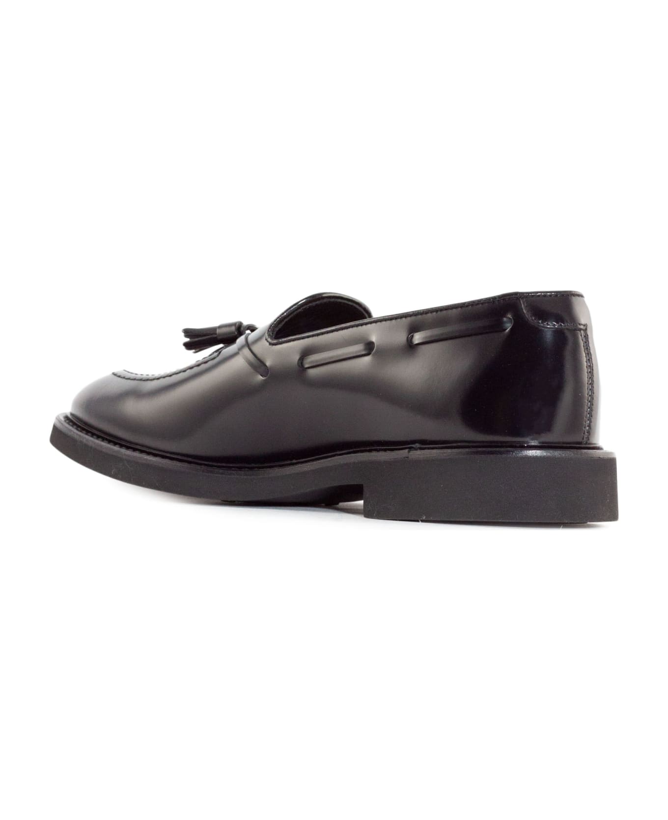 Doucal's Black Brushed Leather Loafers - NERO F.DO NERO