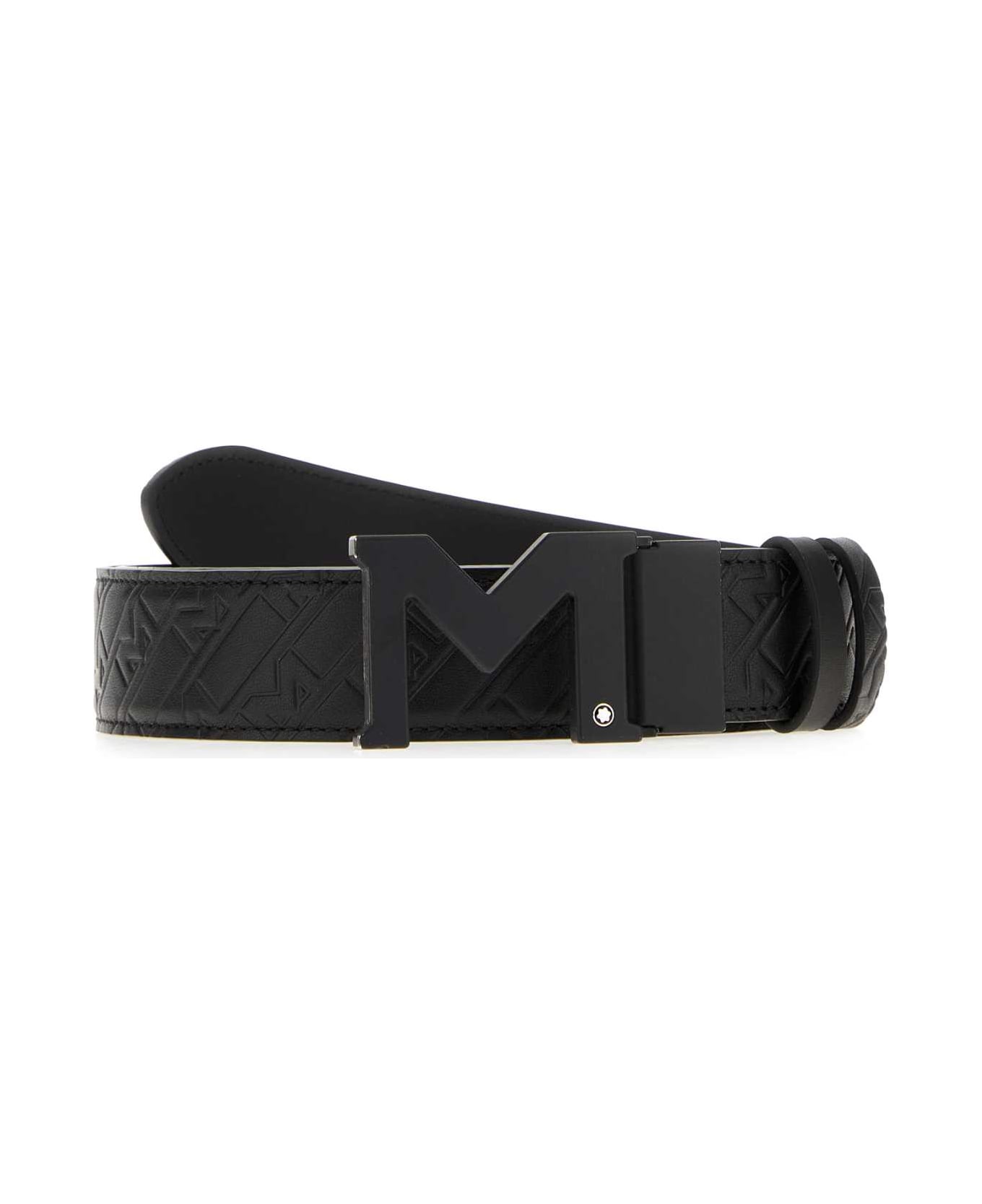 Montblanc Black Leather Reversible Belt - 000