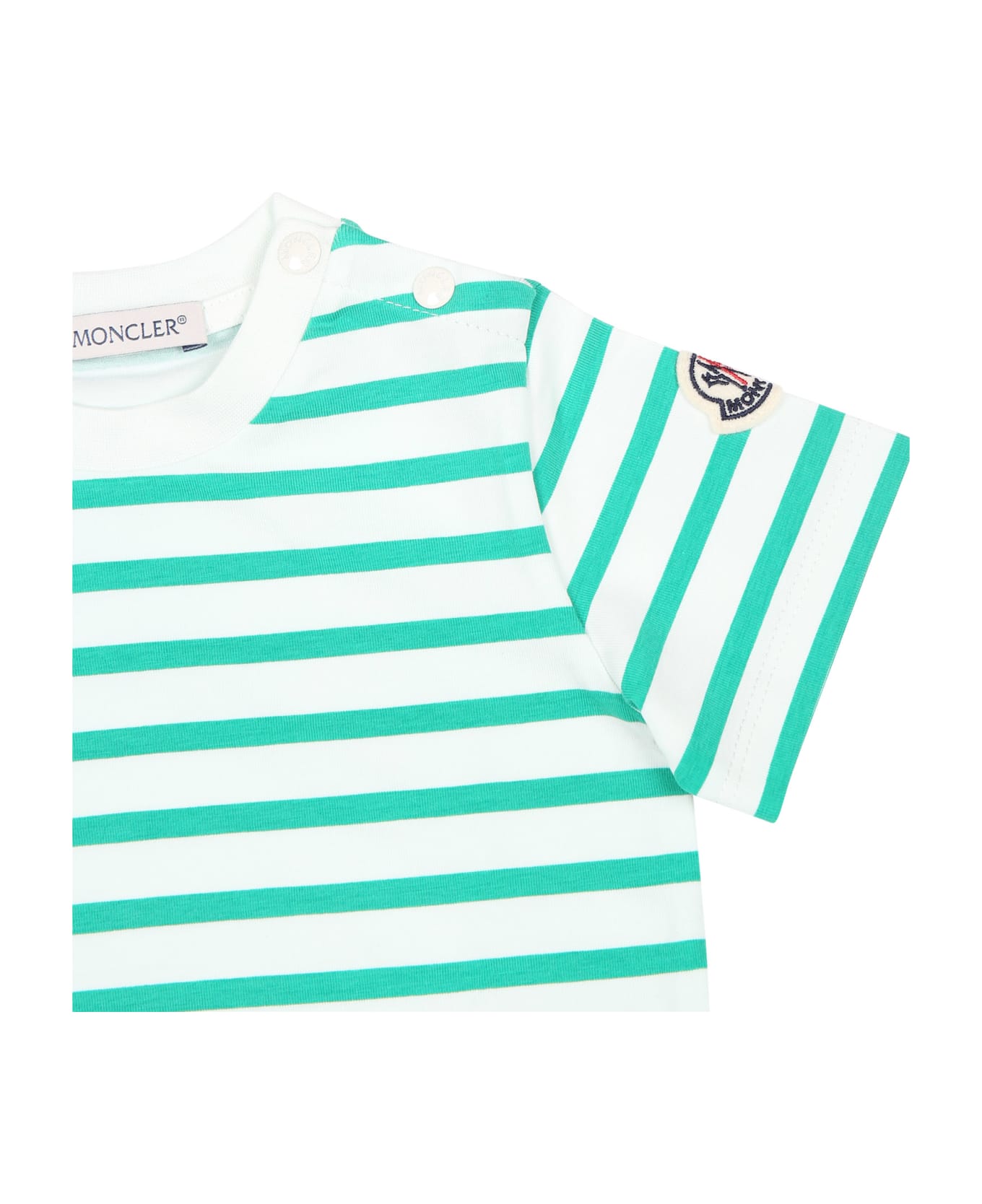 Moncler Green T-shirt For Baby Boy With Logo - Green Tシャツ＆ポロシャツ
