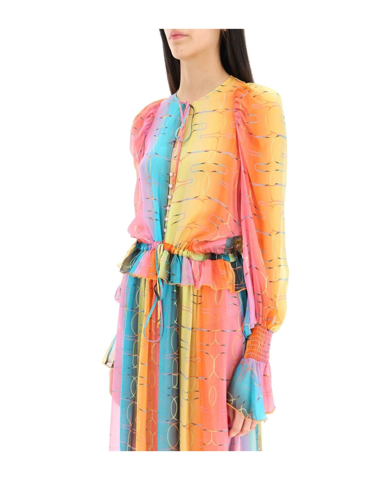 SIEDRES 'alora' Long Silk Chiffon Dress - Multi