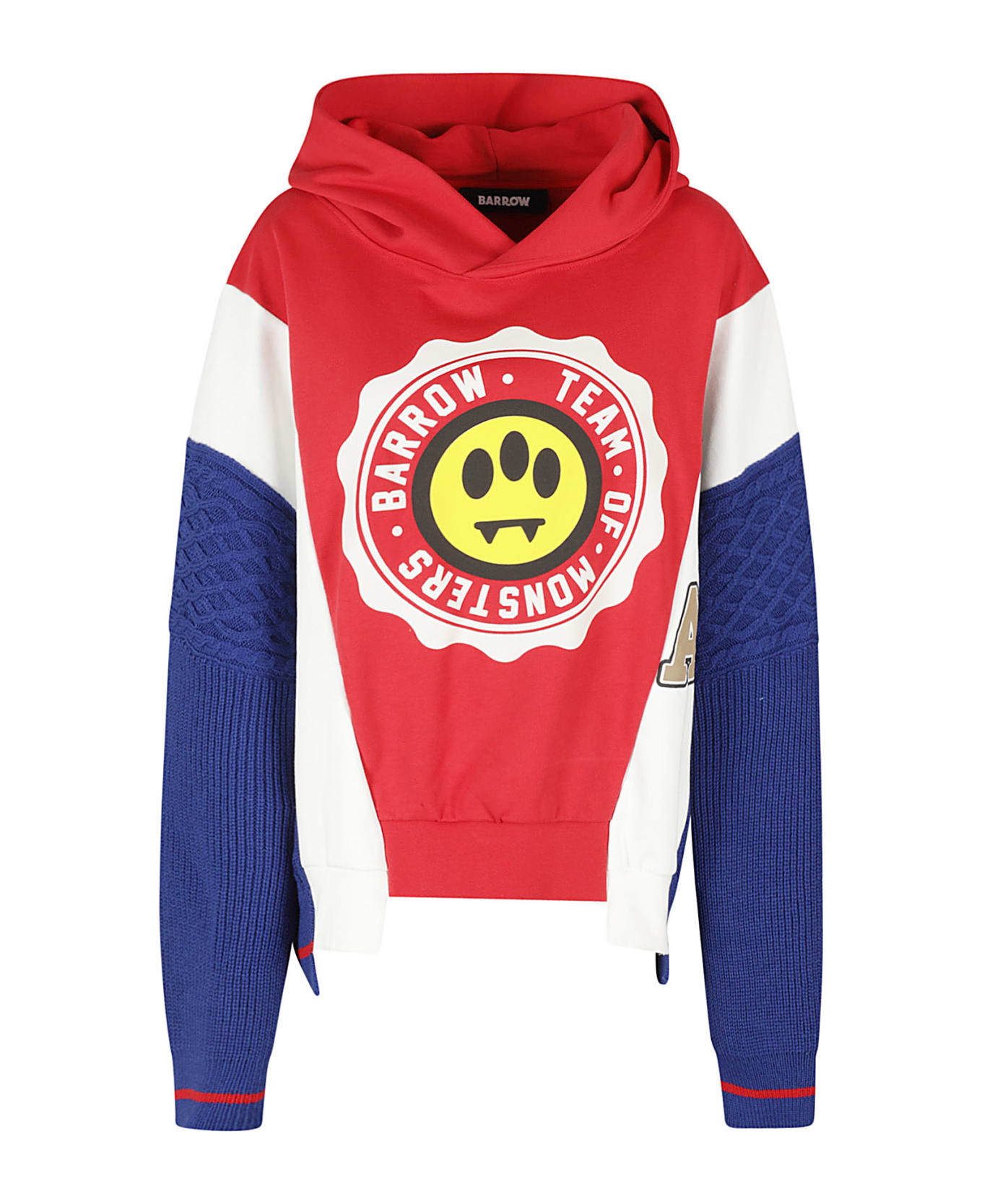 Barrow Color Block Hoodie With Front Print - Red