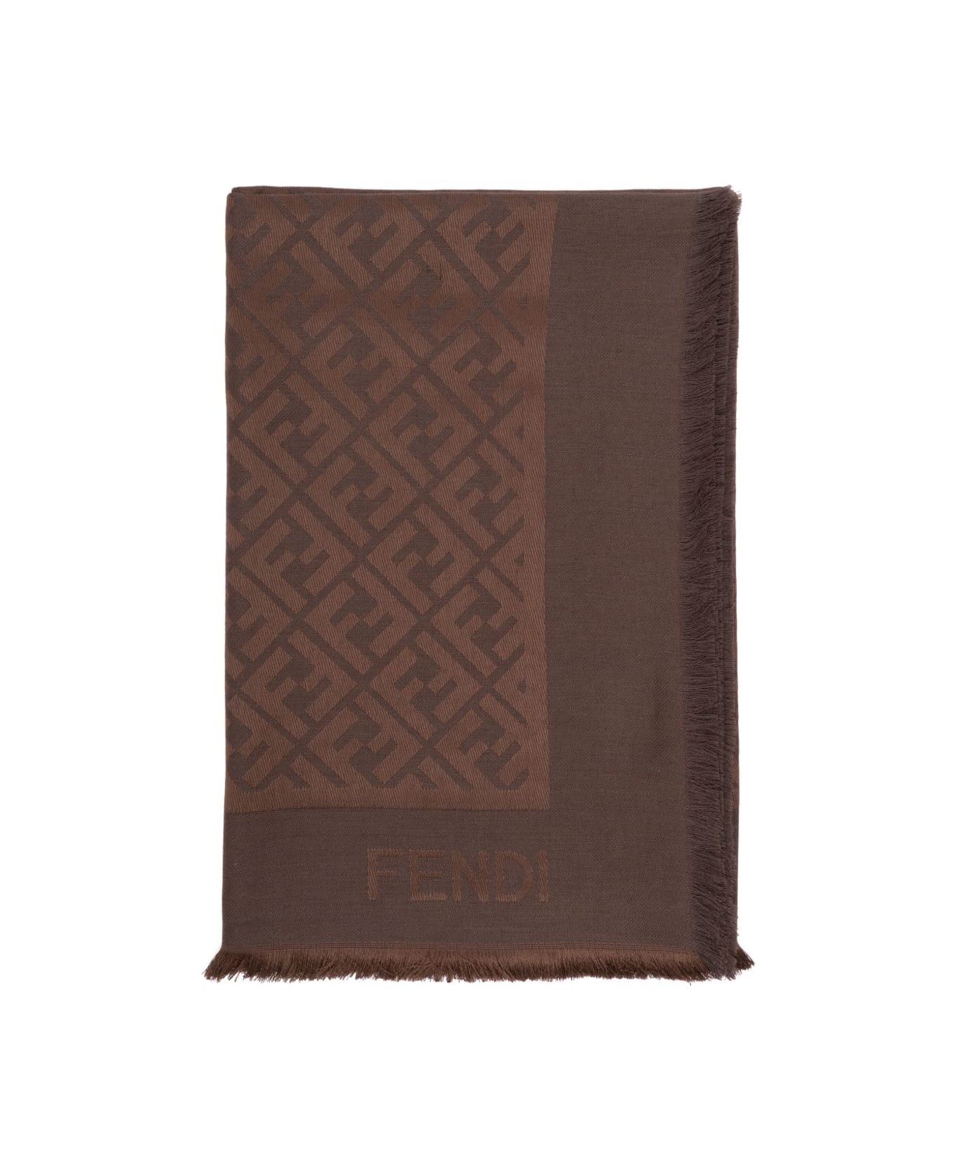 Fendi Ff Silk And Wool Scarf - Brown