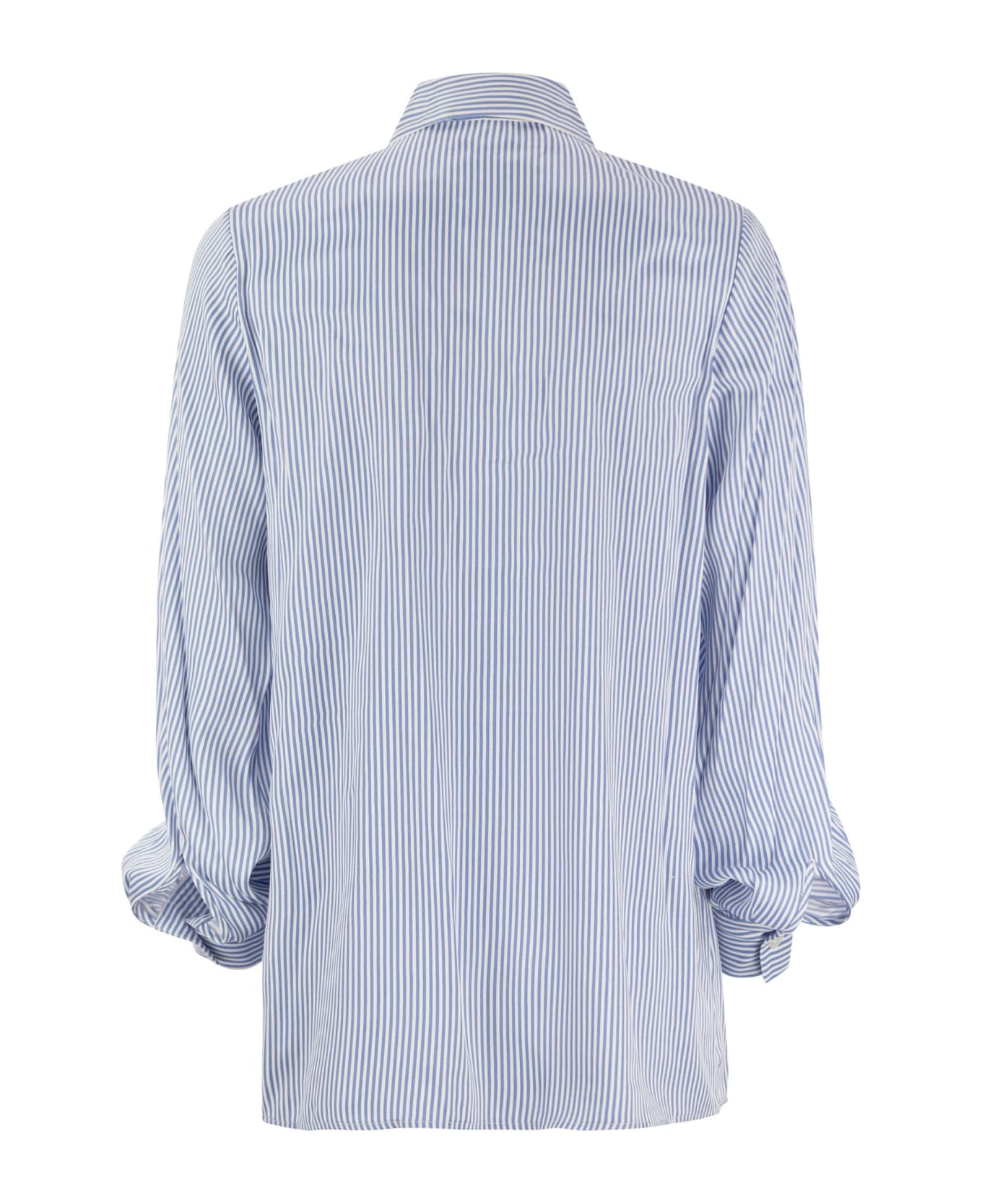 Michael Kors Striped Viscose Shirt - Light Blue