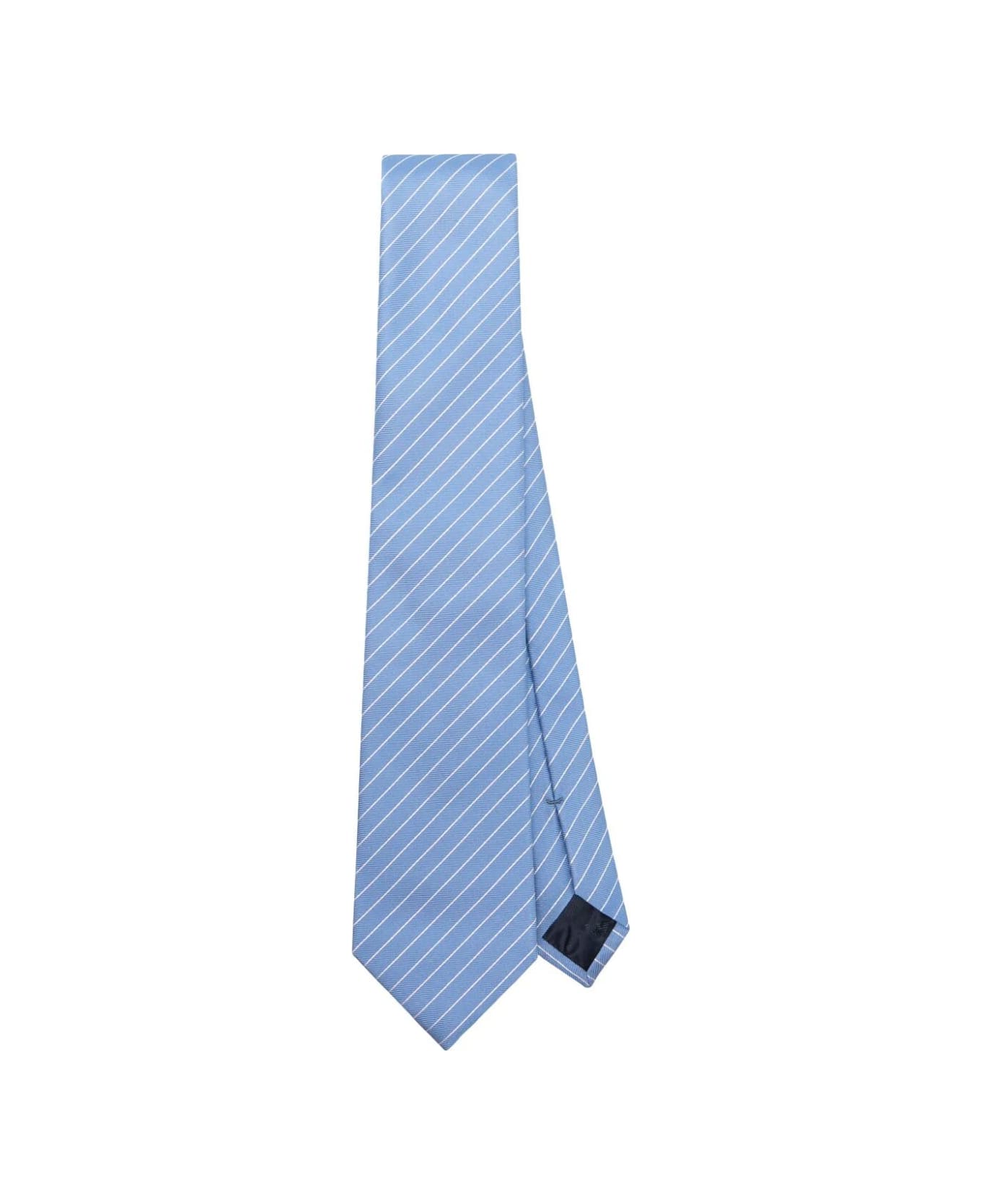 Emporio Armani Woven Jacquard Tie - Light Blue