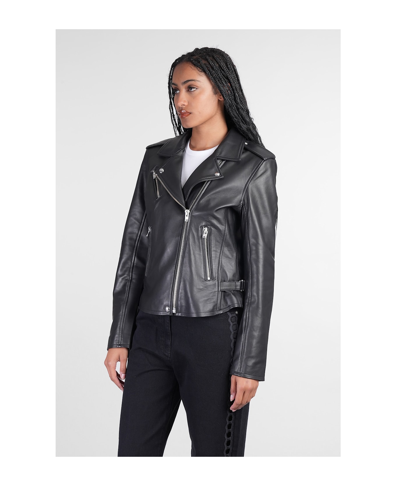 IRO Newhan Biker Biker Jacket In Black Leather - black