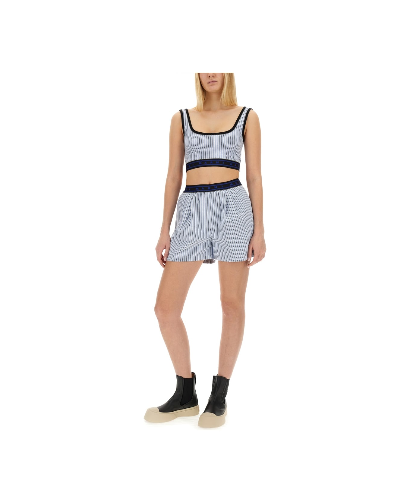 Marni Bermuda Shorts With Stripe Pattern - AZURE ショートパンツ
