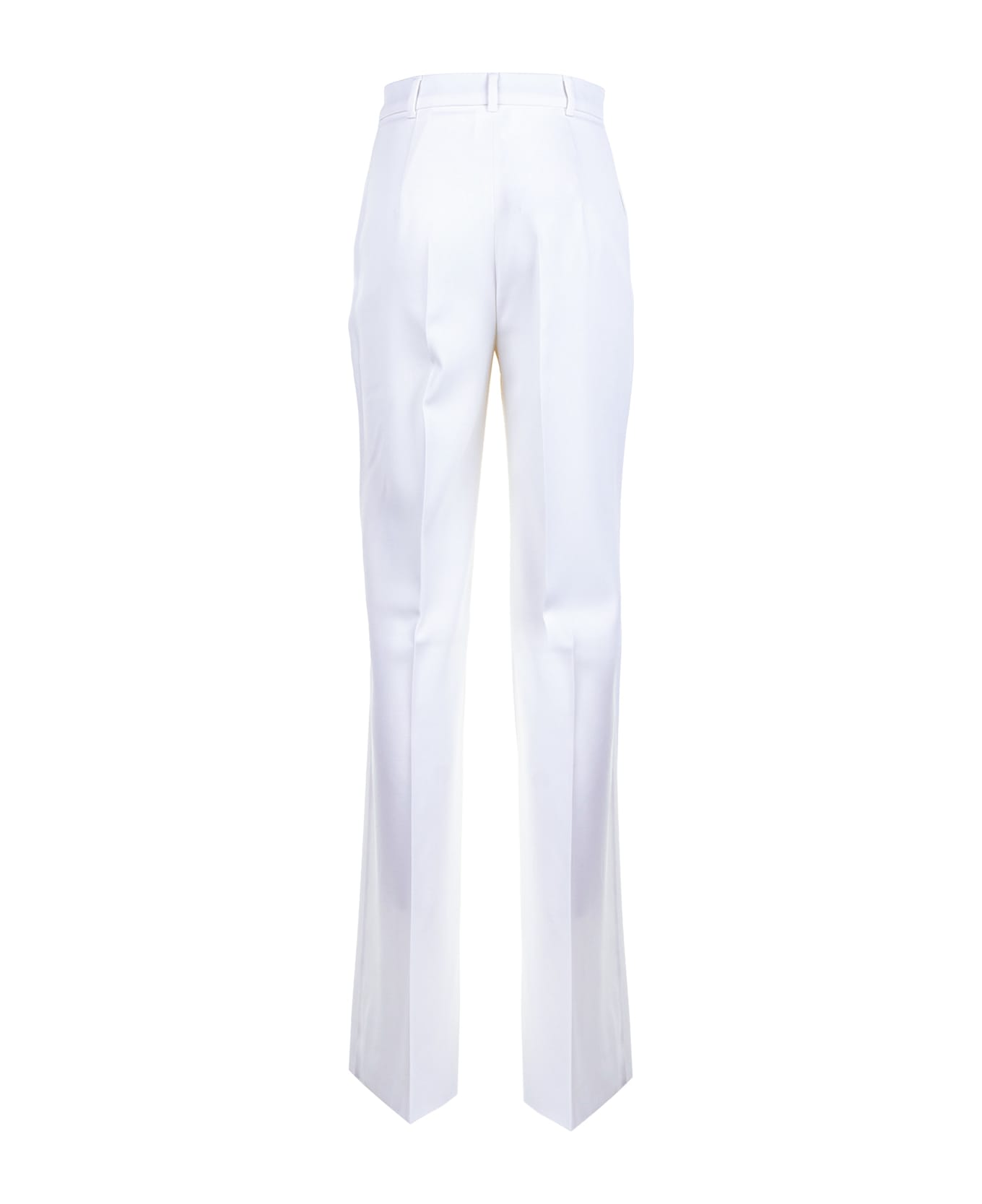Max Mara Studio Straight Trousers In Wool Satin - White