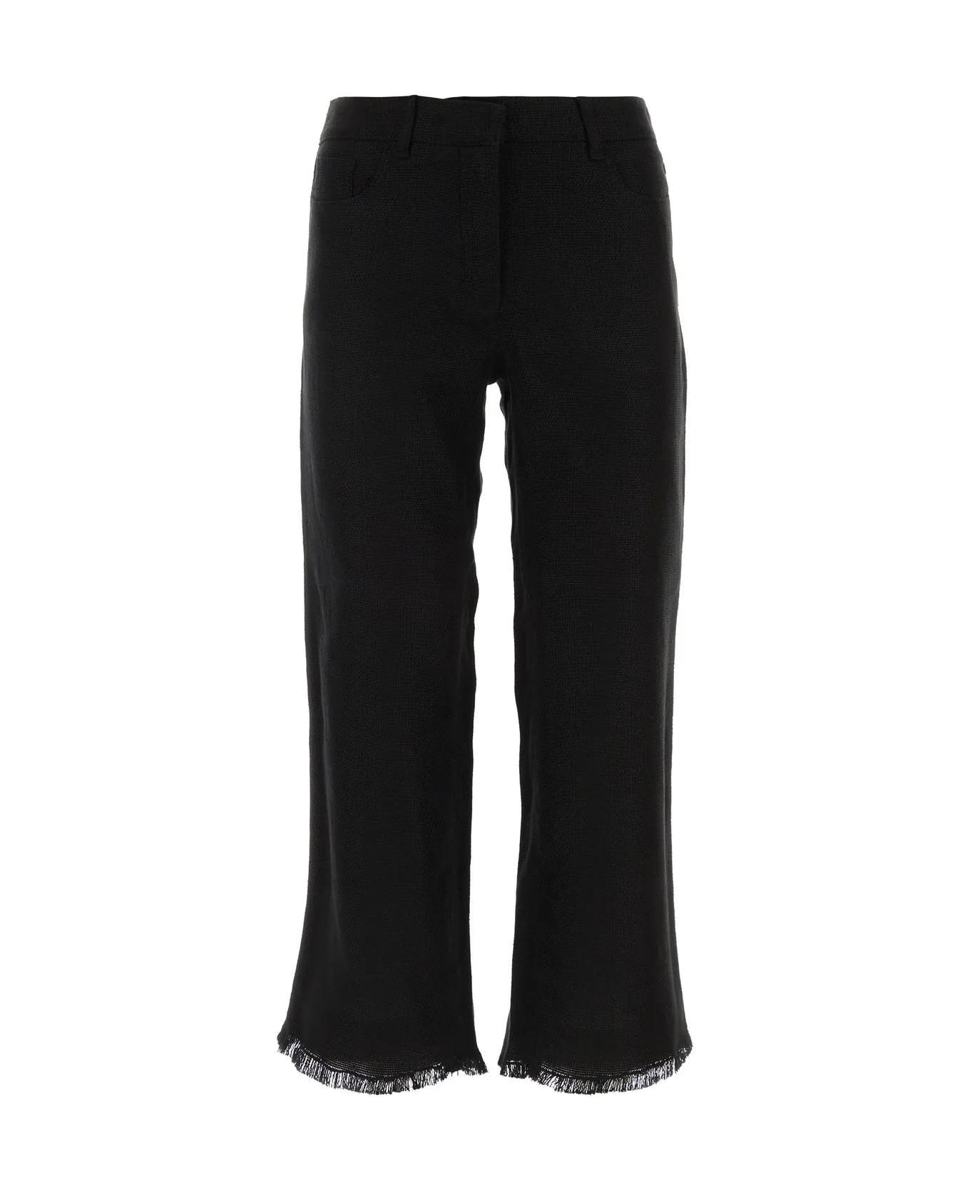 'S Max Mara Cervia Cotton-linen Trousers - black
