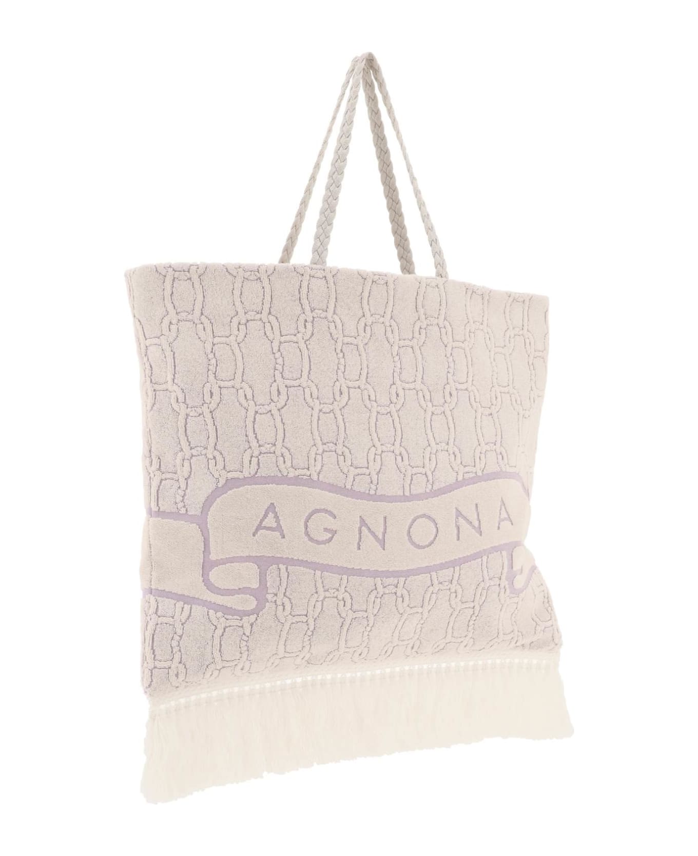 Agnona Cotton Tote Bag - MALVA (White) トートバッグ
