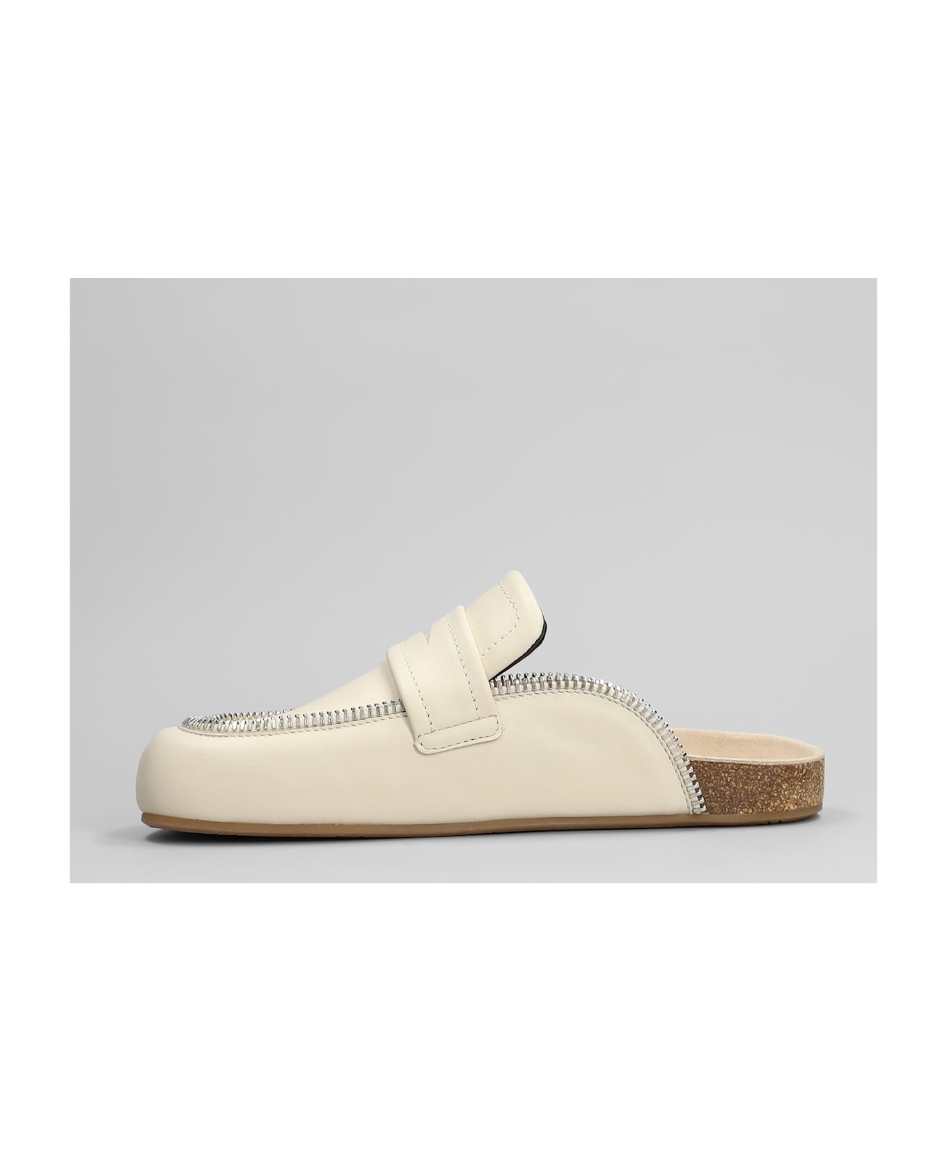 J.W. Anderson Biker Loafer Slipper-mule In Beige Leather - beige