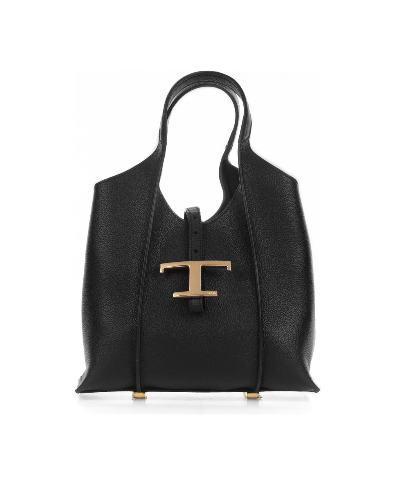 Tod's T Timeless Mini Leather Shopping Bag - BLACK