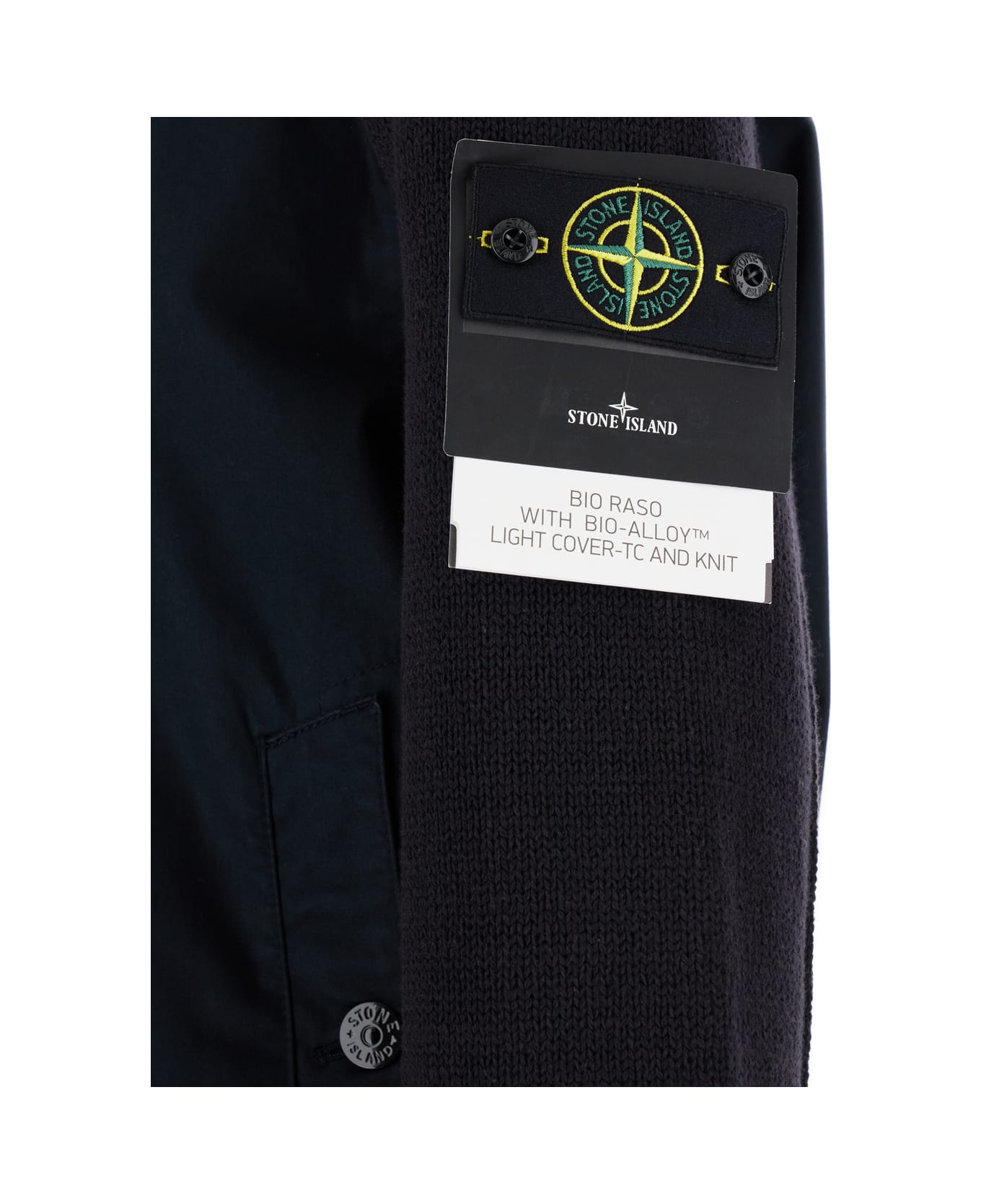 Stone Island Blue Jacket With Logo Patch And Buttons In Cotton Man - Blu