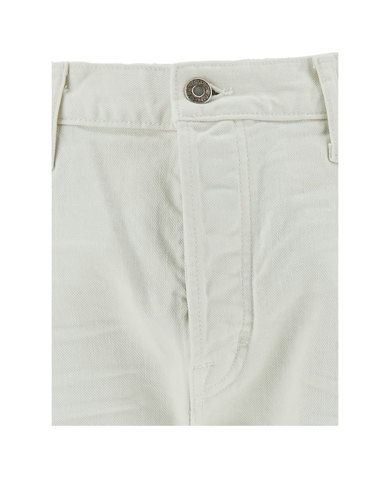 Tom Ford White Slim Five-pocket Style Jeans With Branded Button In Stretch Cotton Denim Man - White
