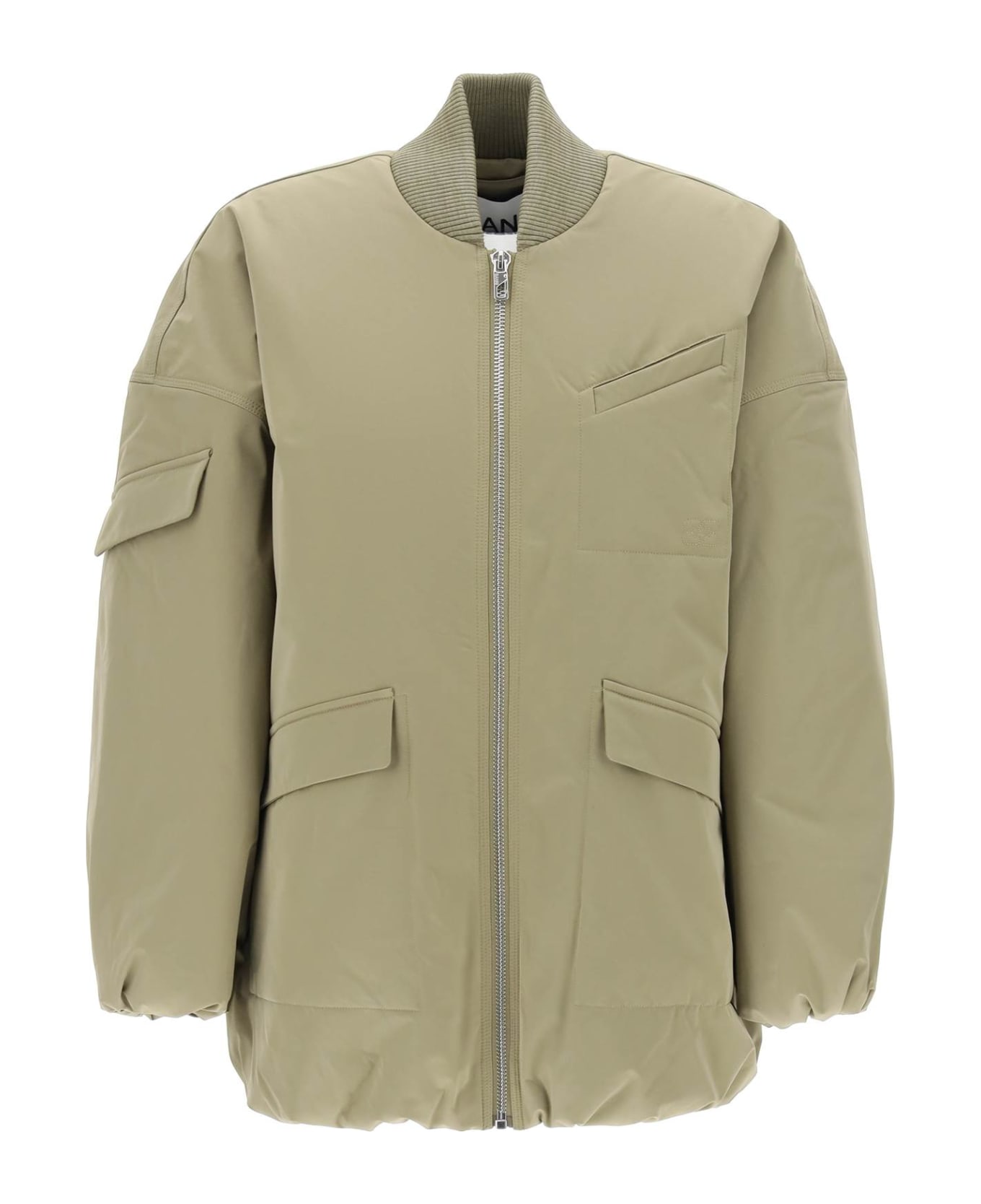 Ganni Oversized Midi Bomber Jacket - Aloe