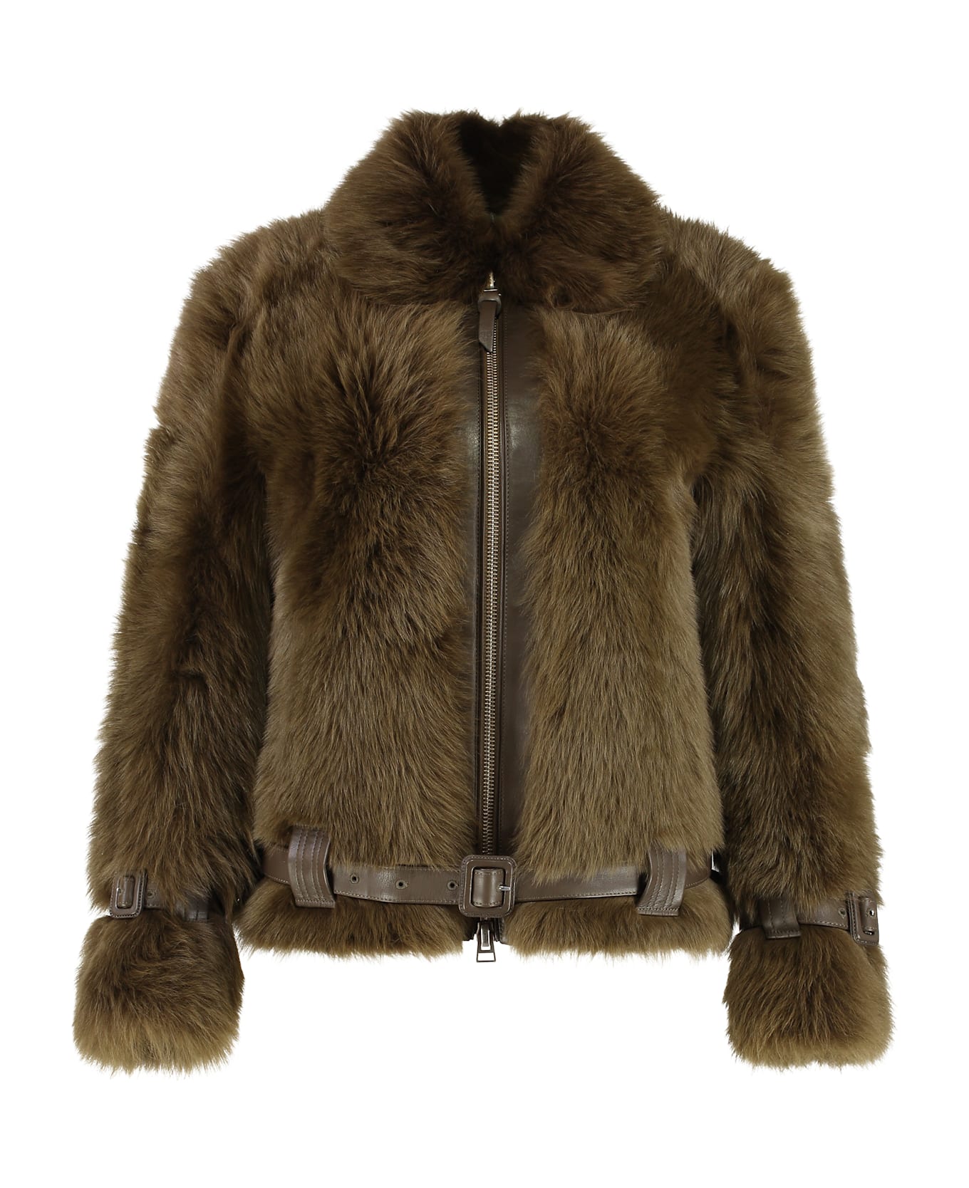 Tom Ford Fur And Leather Jacket - green