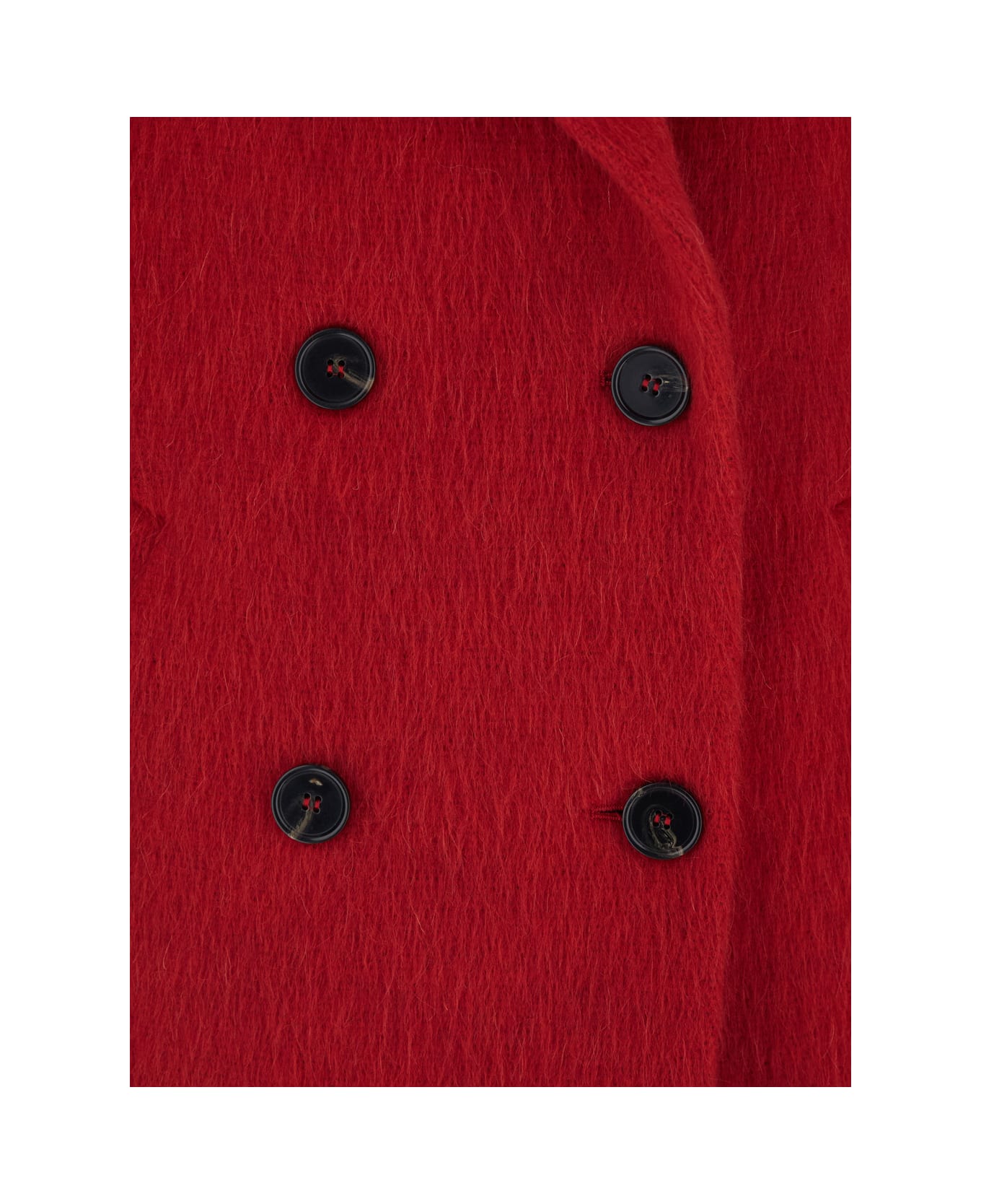 MSGM Red Double-breasted Coat With Wide Notched Revers In Wool Blend Woman - Red