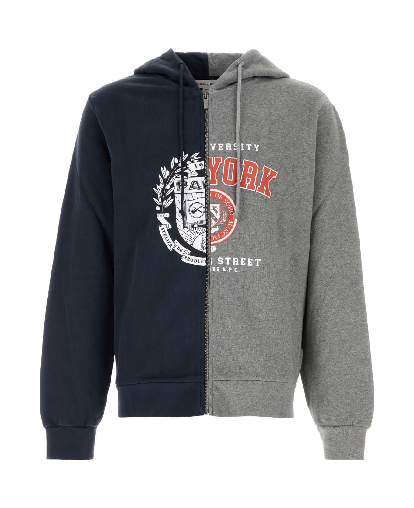 A.P.C. Two-tone Cotton A.p.c. X Marc Jacobs Sweatshirt - HEATHEREDGREYDARKNAVY