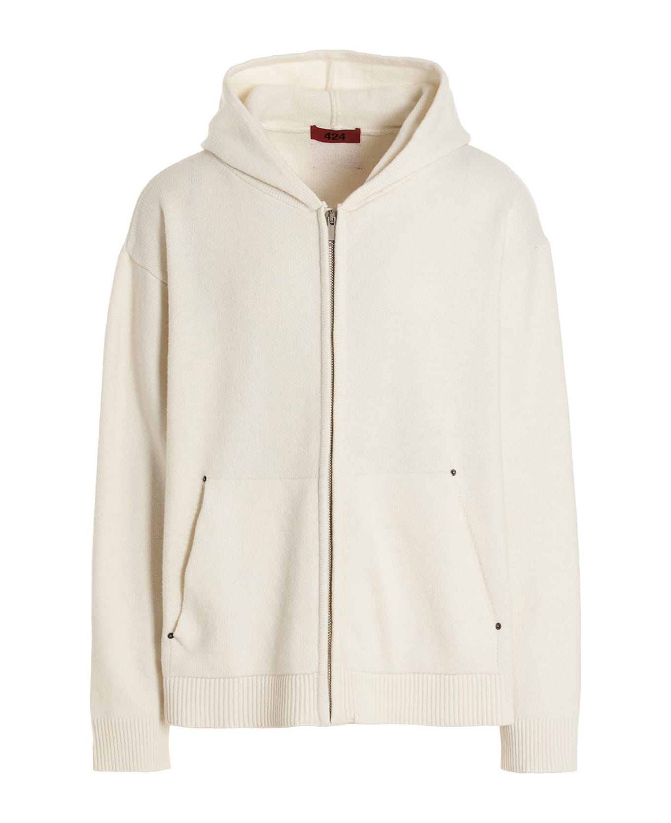 FourTwoFour on Fairfax Embroidery Hooded Cardigan - Bianco