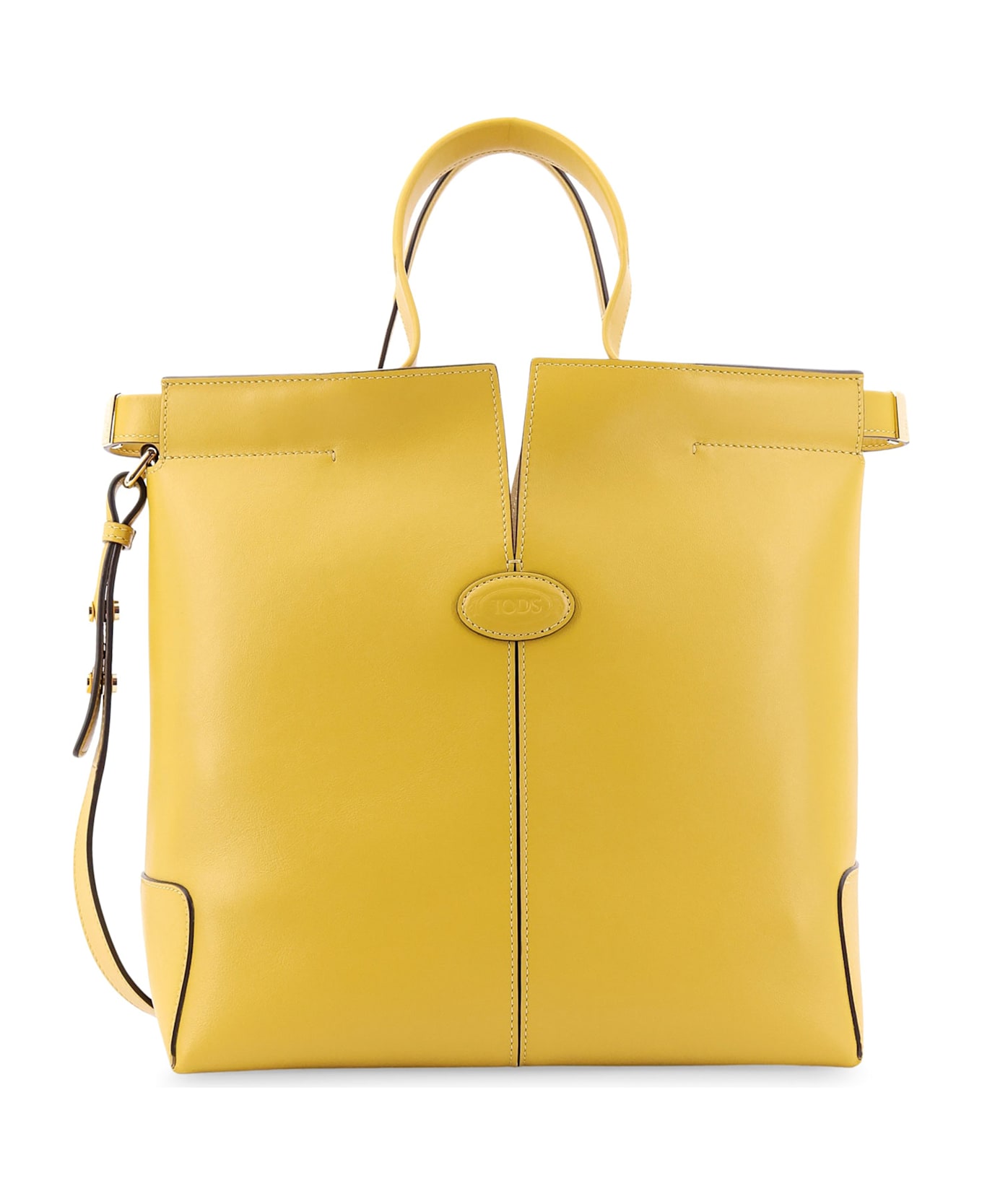 Tod
s Leather Handbag With Frontal Logo Patch - Yellow