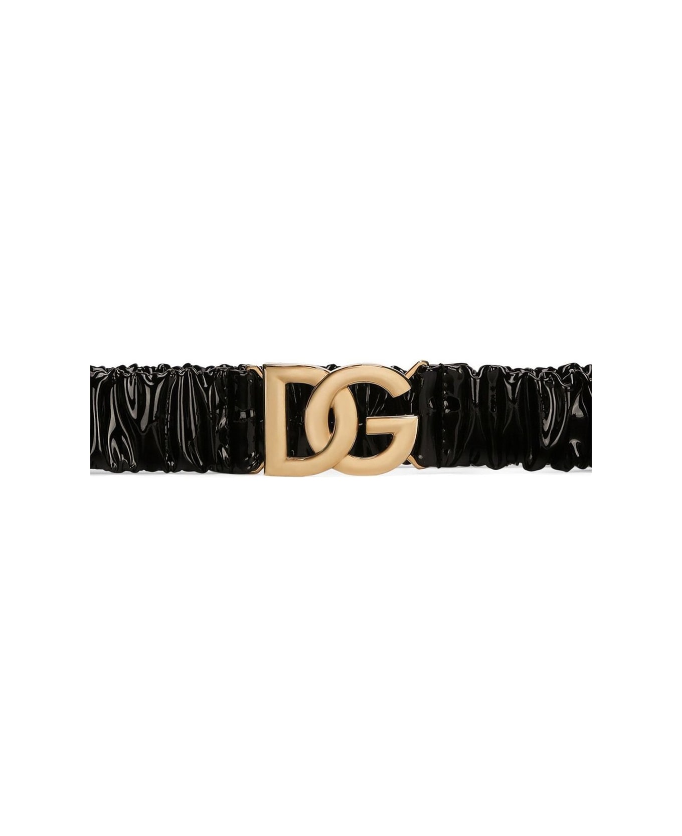 Dolce & Gabbana Dg-logo Patent Leather Belt - Nero