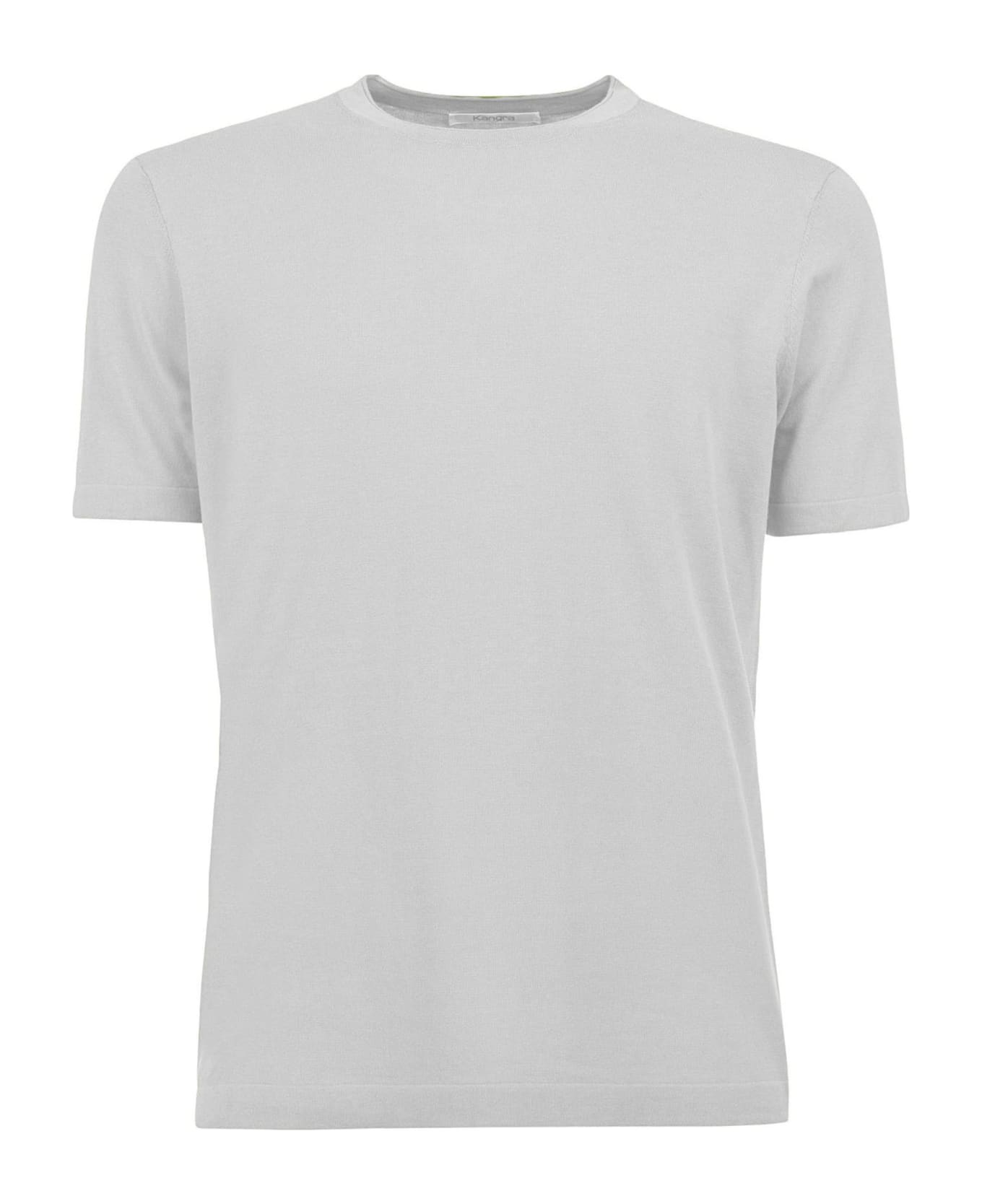 Kangra White Cotton Ribbed T-shirt - White シャツ