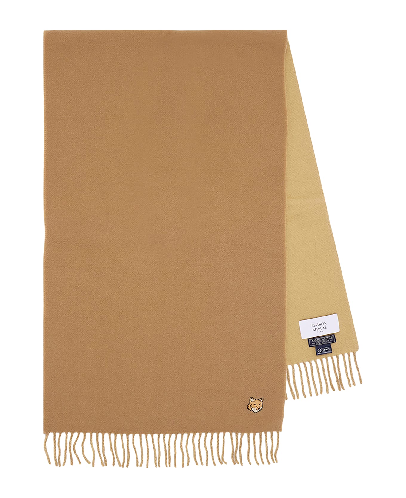 Maison Kitsuné Bold Fox Head Double Face Scarf - Chino Beige