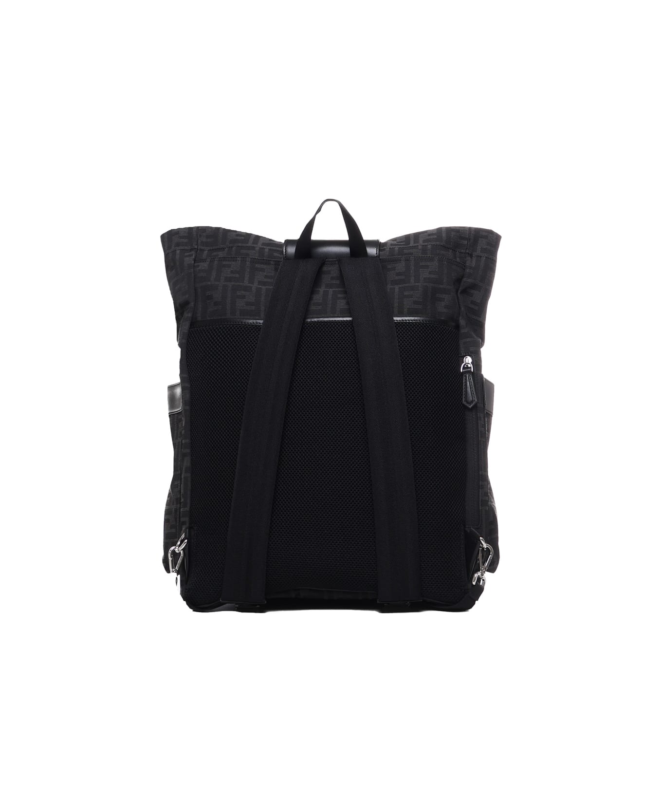 Fendi Logo Backpack In Nylon - Black