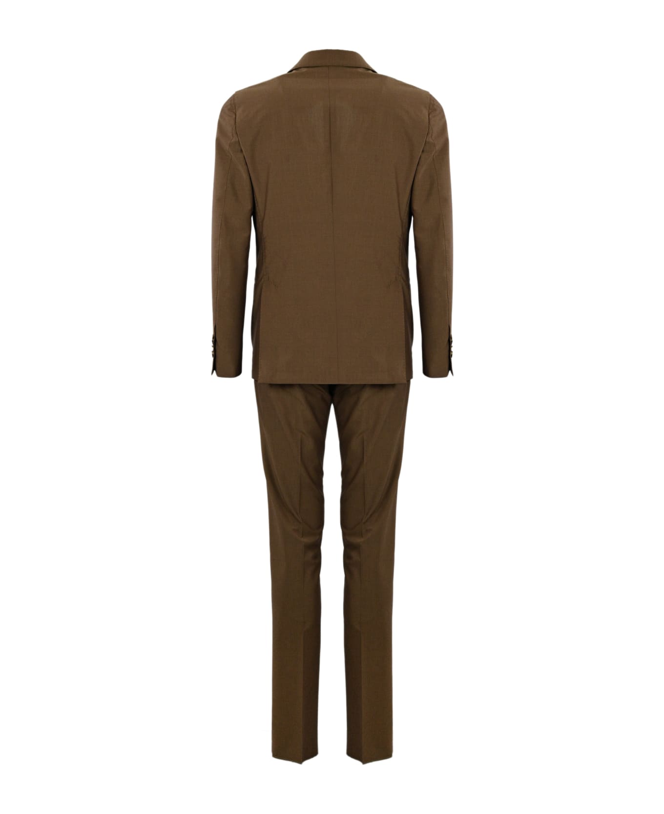 Lardini Double-breasted Suit In Wool And Cotton - Tabacco