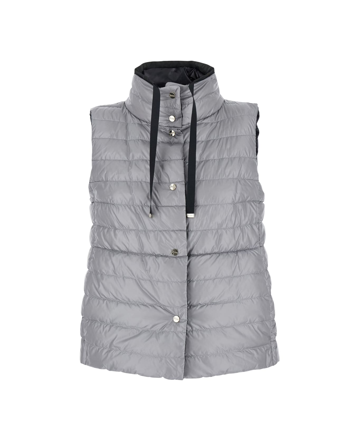 Herno Black Reversible Sleeveless Vest With High Drawstring Neck In Tech Fabric Woman - Black