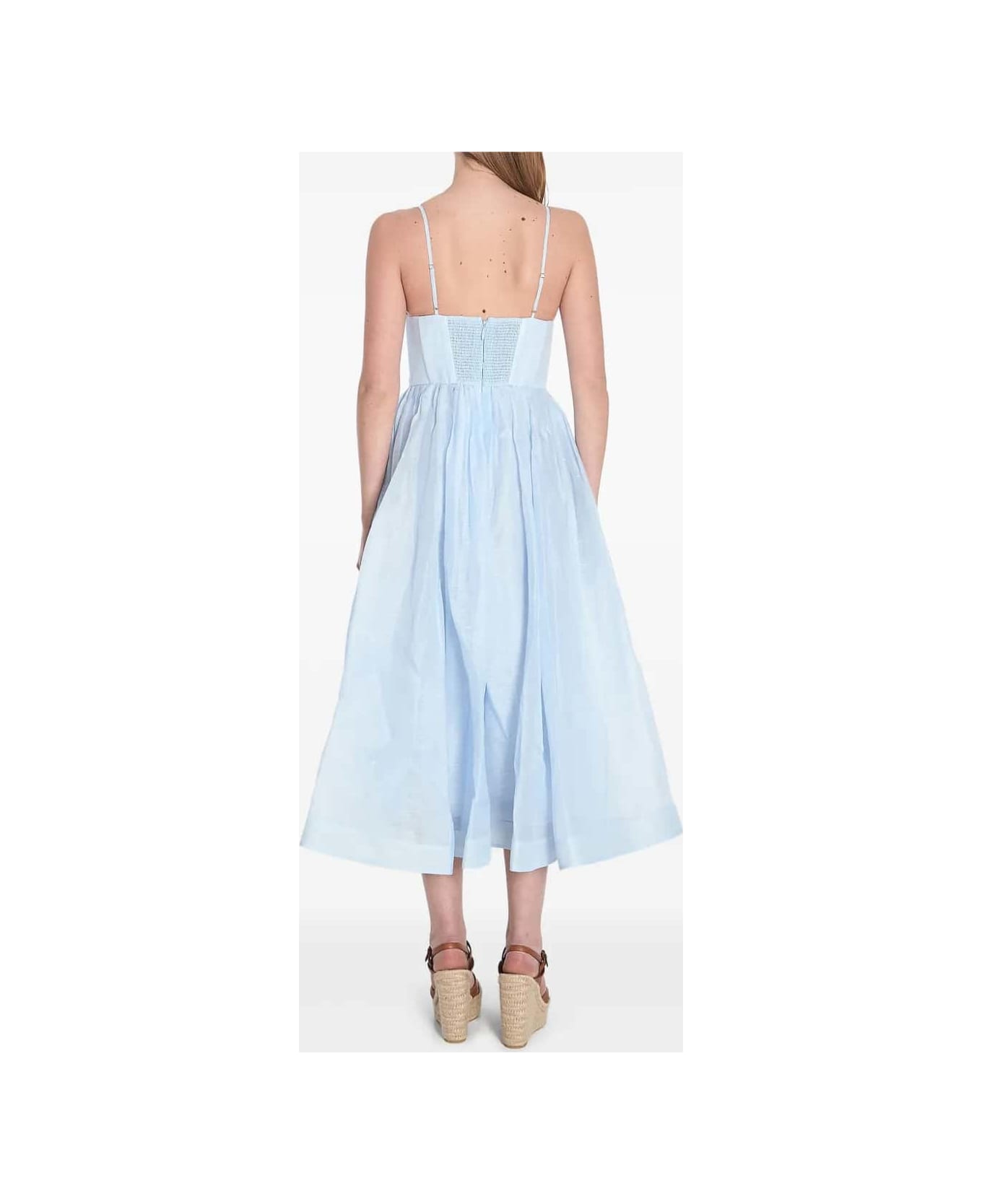 Zimmermann V Neck Midi Dress - Clear Blue