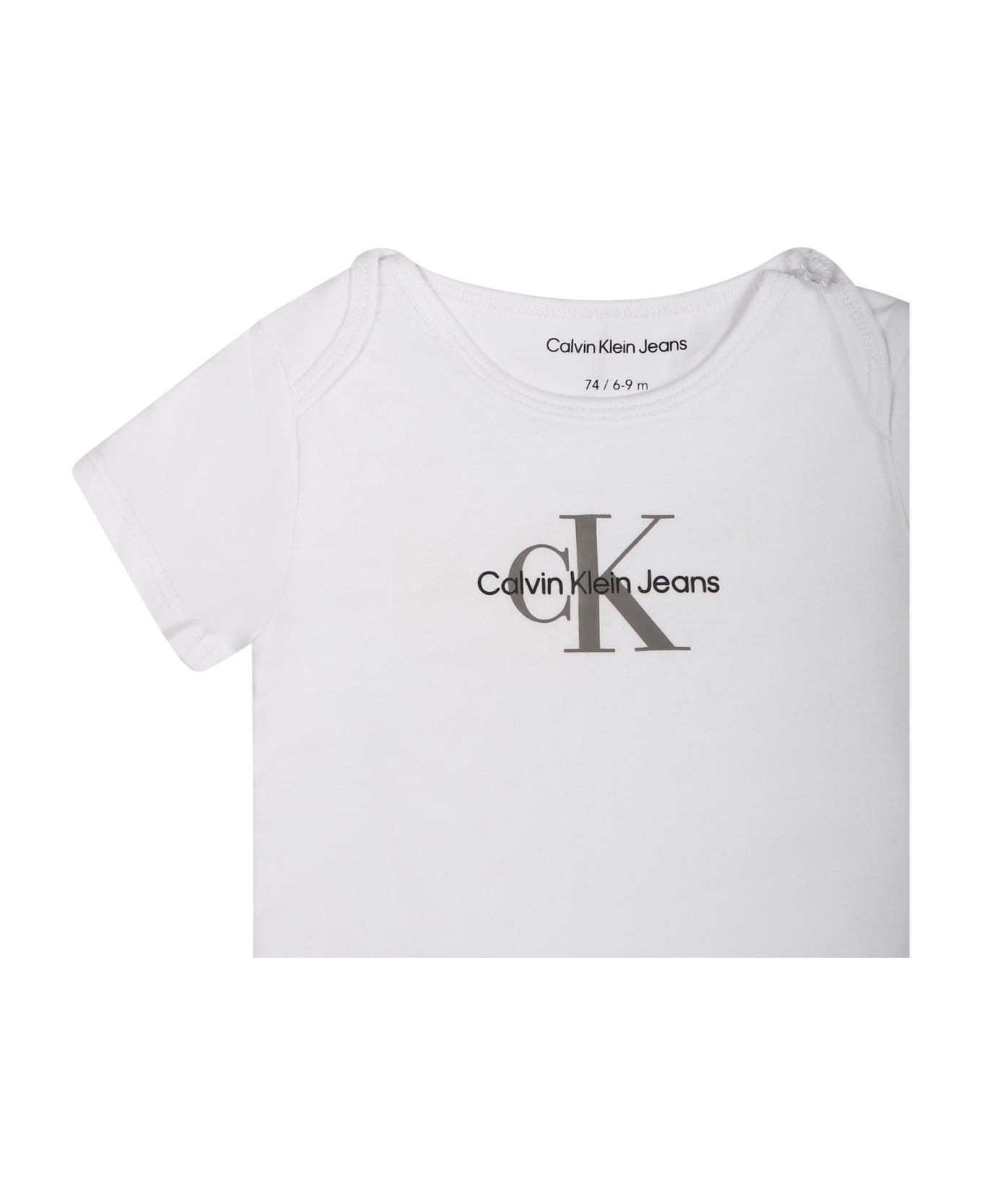Calvin Klein White Bodysuit For Babykids With Logo - White ボディスーツ＆セットアップ