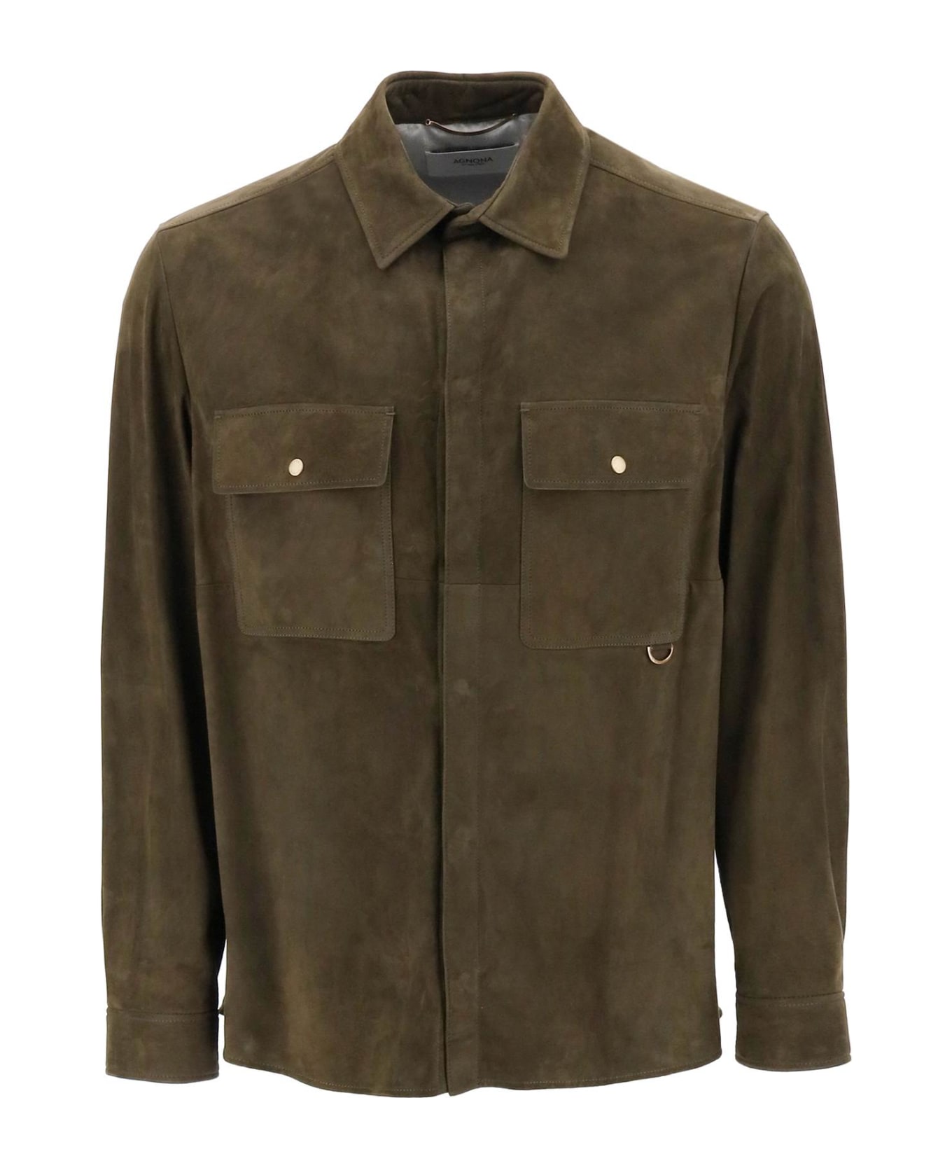 Agnona Suede Leather Overshirt - MOSS (Khaki)
