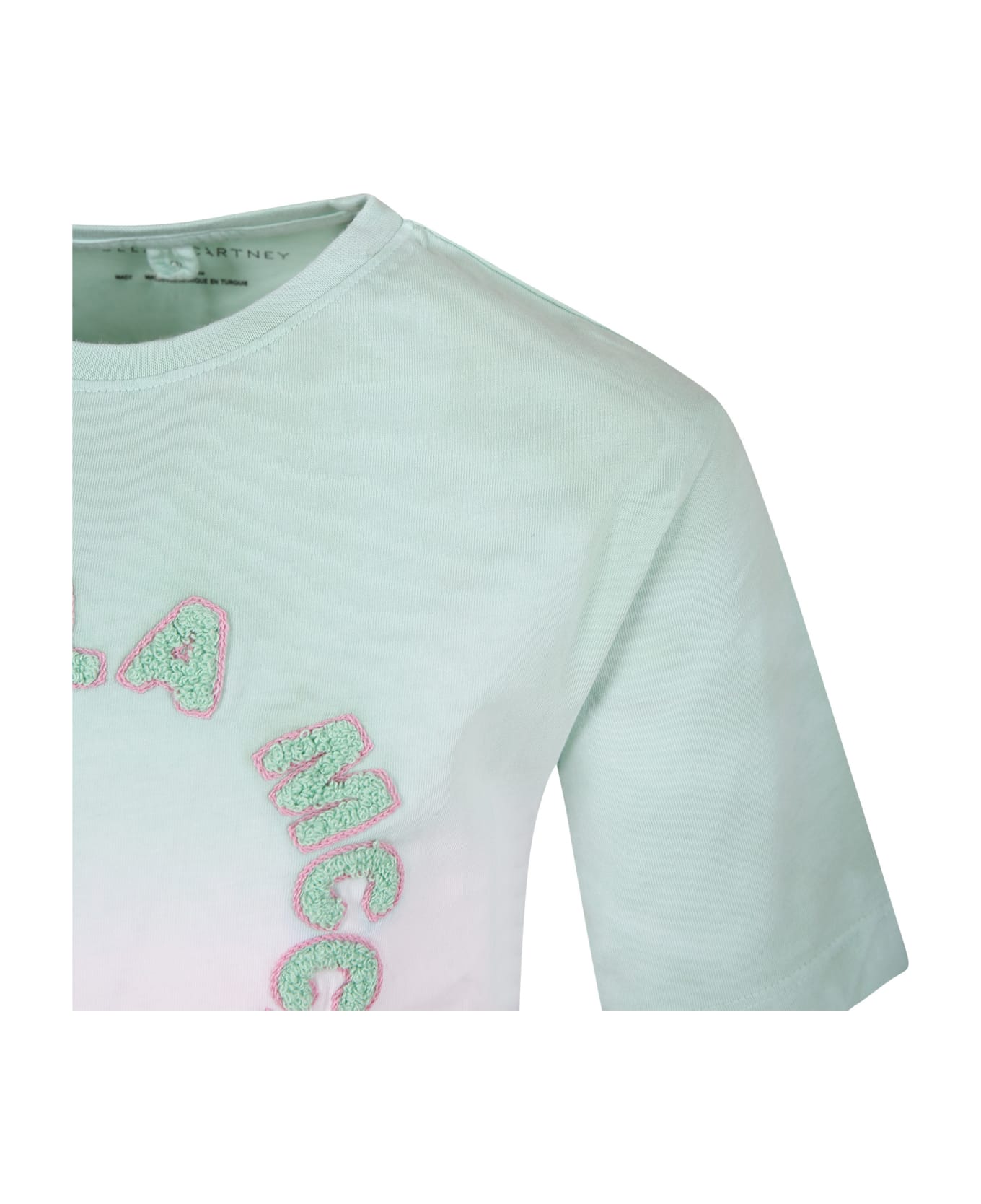 Stella McCartney Kids Multicolored T-shirt For Girl With Logo - GREEN/PURPLE Tシャツ＆ポロシャツ