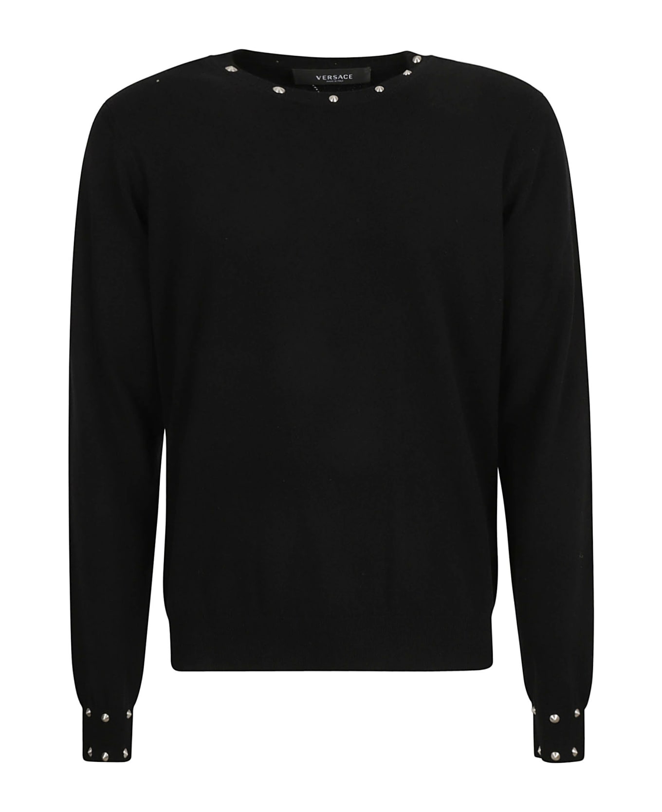 Versace Embellished Crewneck Sweater - Black