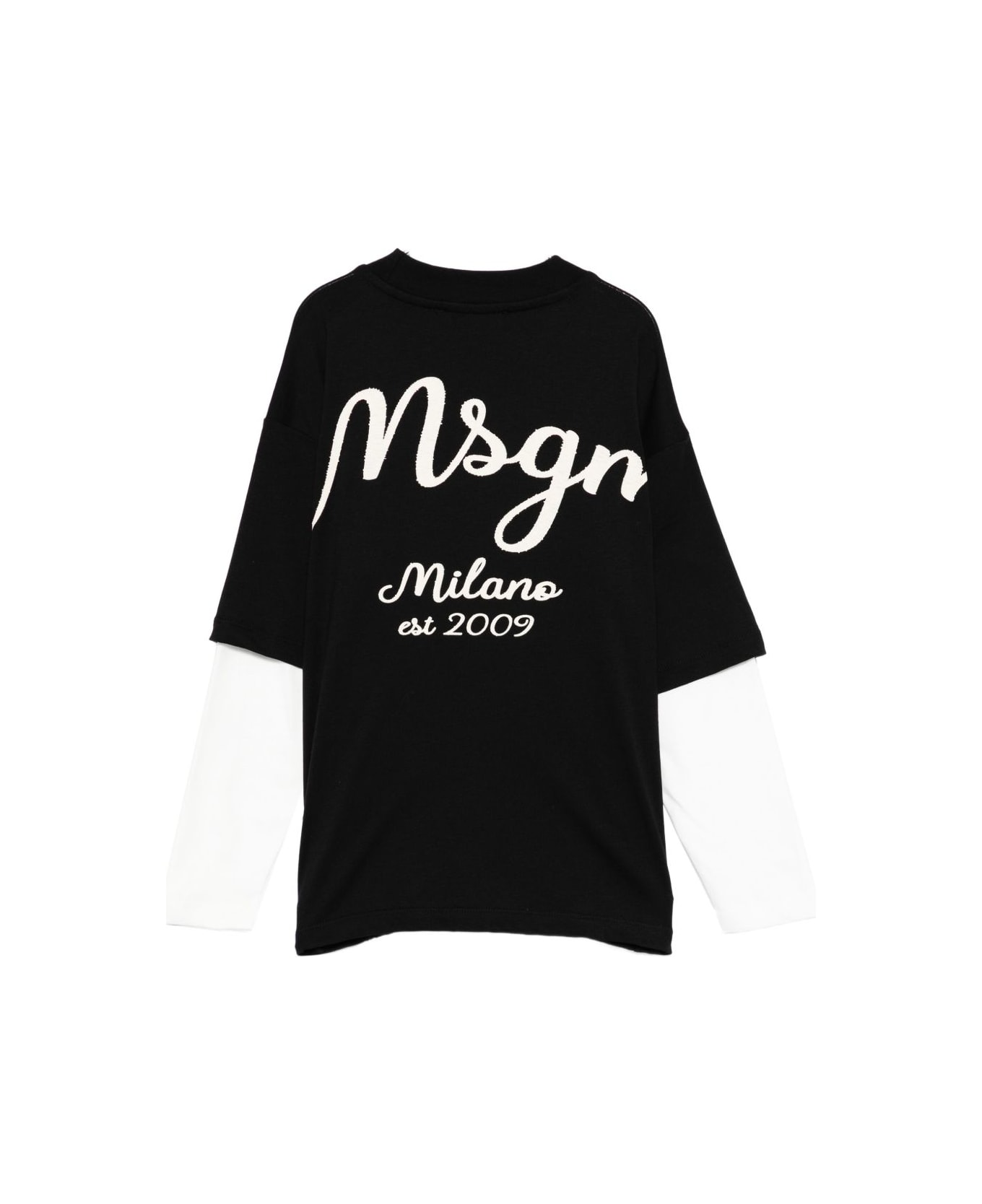 MSGM Kids T-shirt With Embroidered Logo - Black