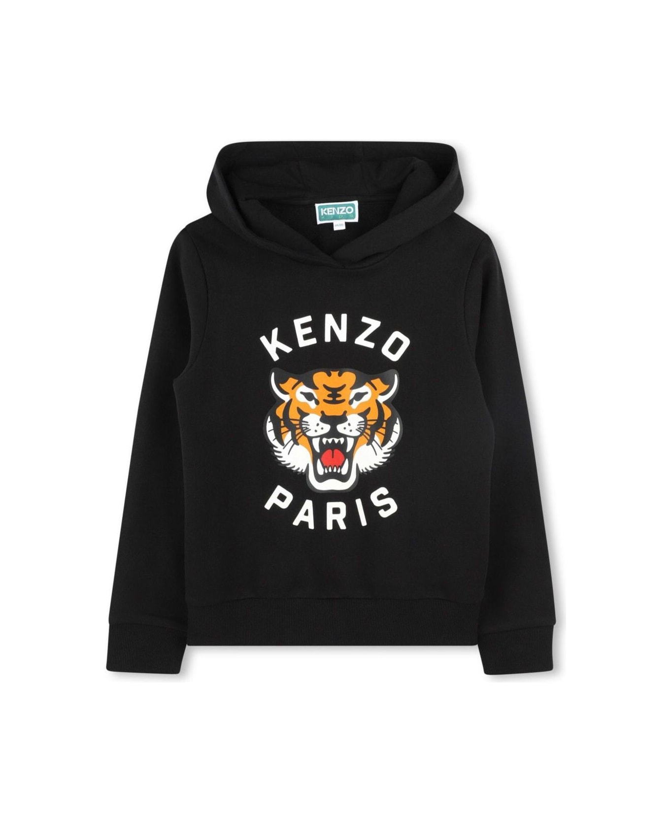 Kenzo Kids Blue Hoodie With Fixed Hood And Maxi Logo Print On The Front In Cotton Boy - Blu