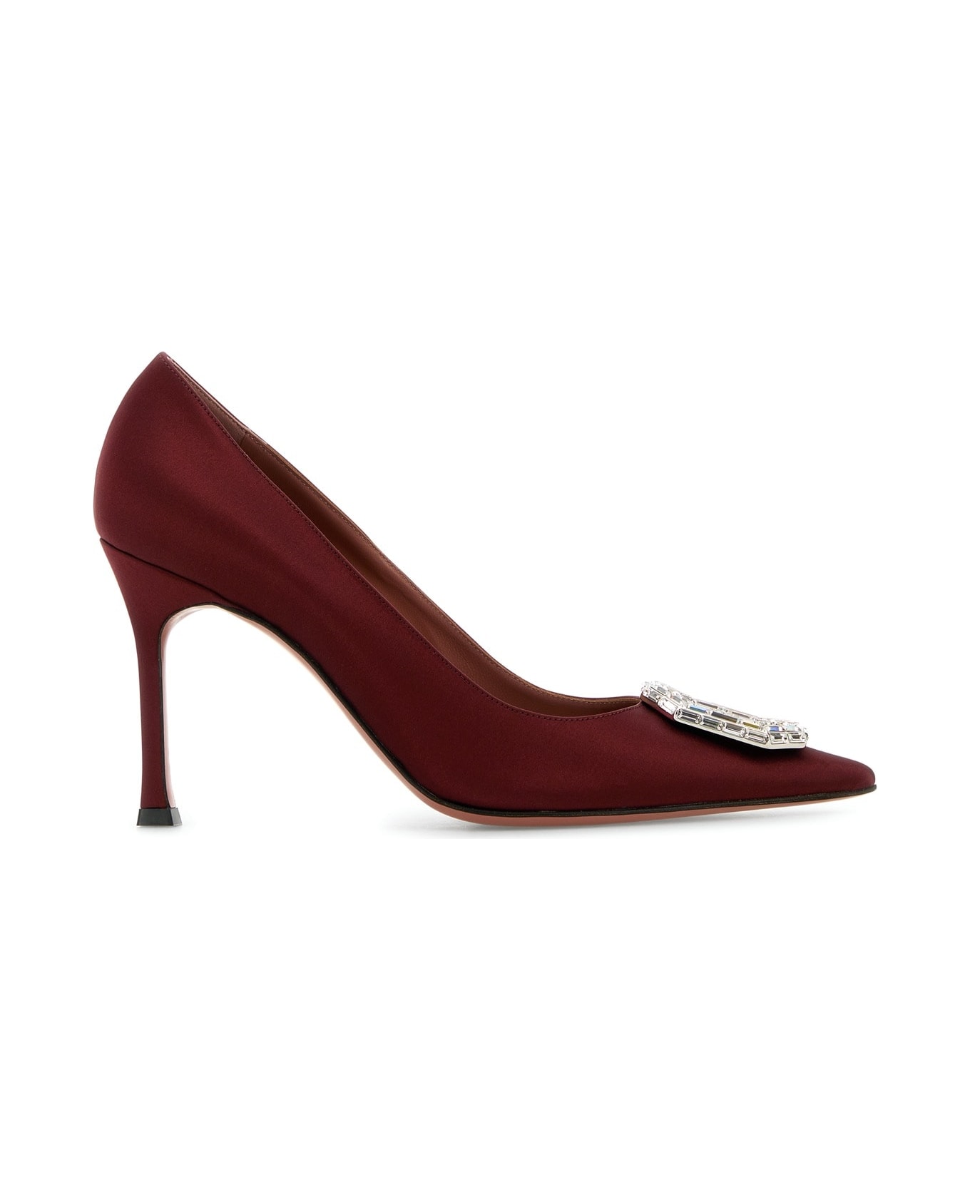 Amina Muaddi Camelia Pump 90 Satin Wine White B - WINEWHITE