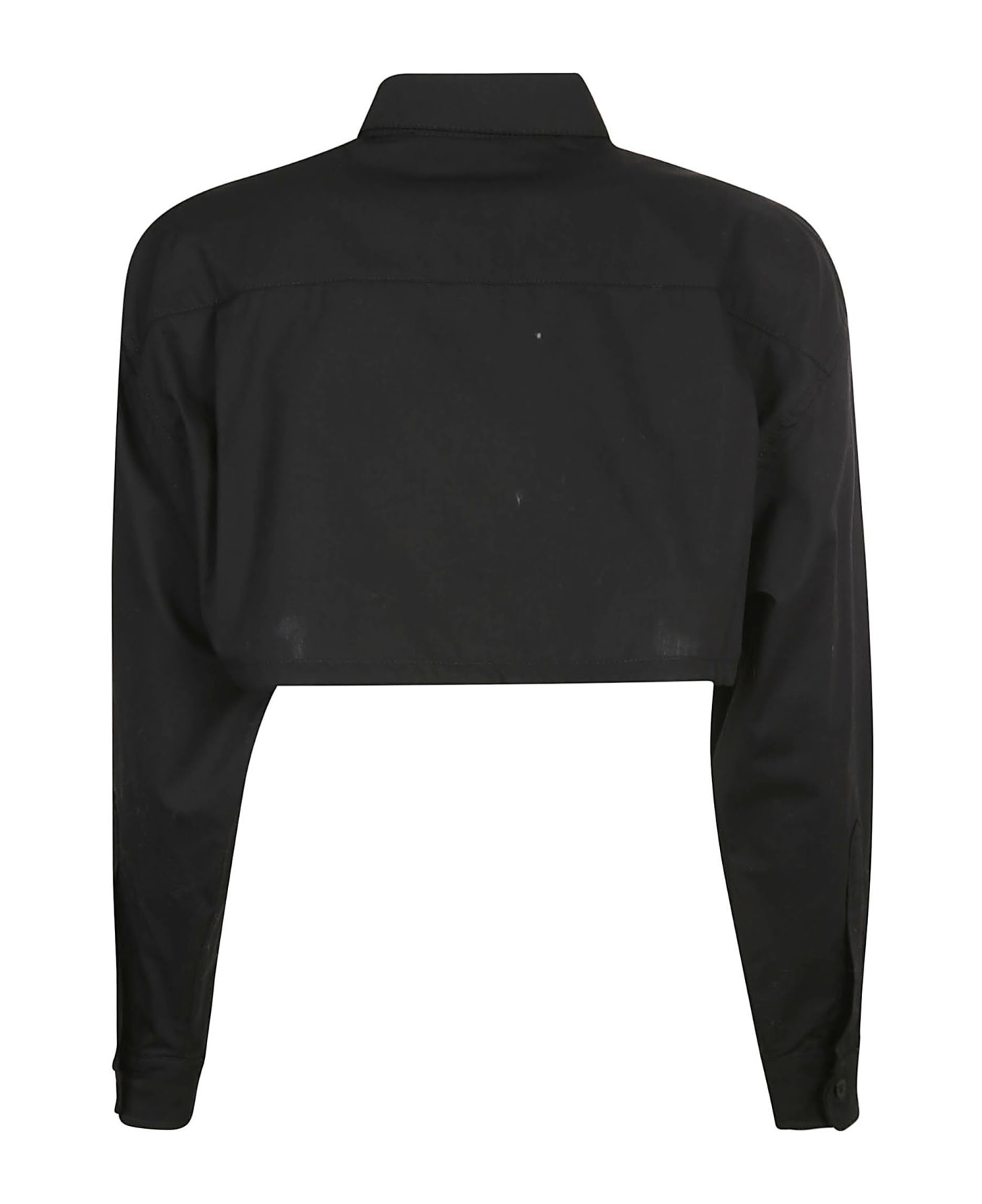 ANDREĀDAMO Cotton Crop Shirt - Black